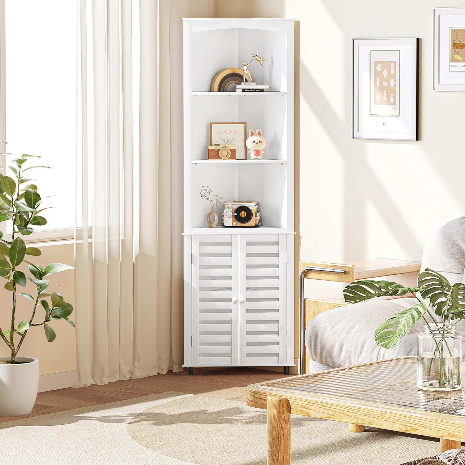 Tall Corner Cabinet, 68.8'' Storage Cabinet with Doors and Adjustable Shelves