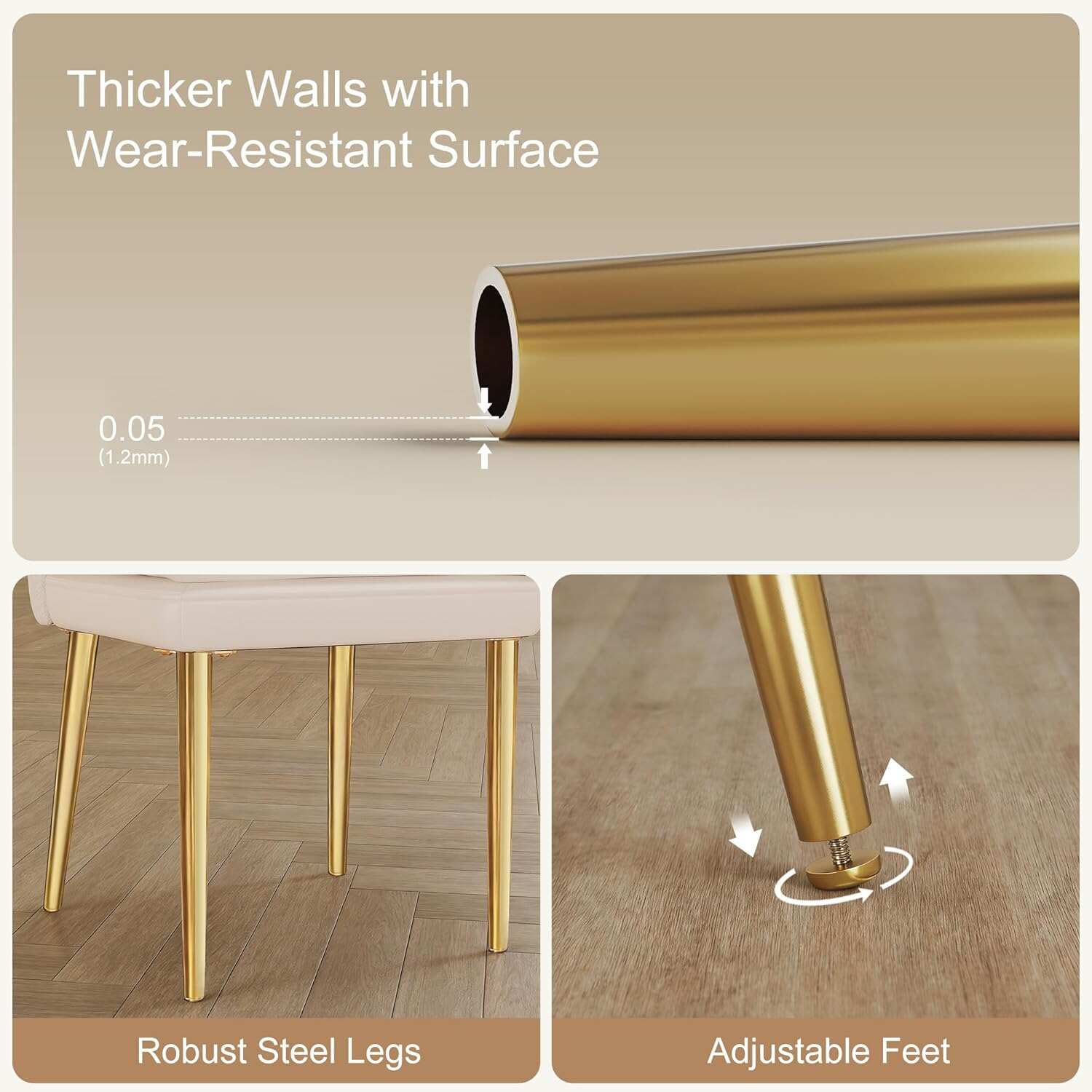 VECELO Upholstered PU Dining Chairs Set of 2