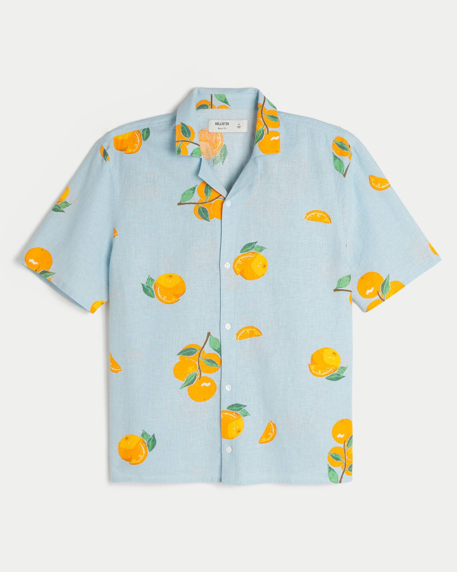 Boxy Short-Sleeve Linen-Blend Shirt