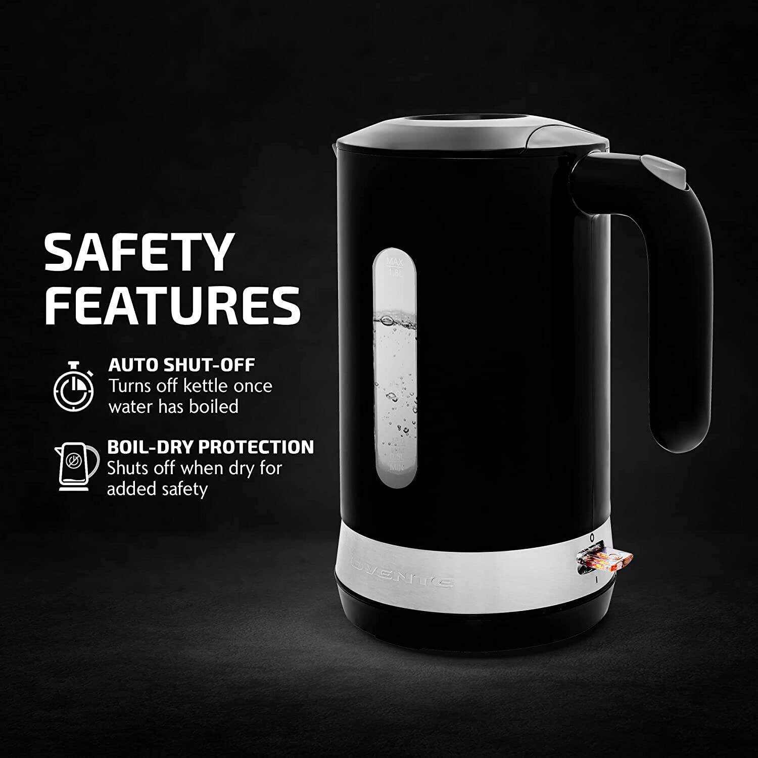 OVENTE Electric Kettle Hot Water Heater 1.7 Liter - BPA Free Fast Boiling Cordless Water Warmer - Auto Shut Off Instant Water Boiler for Coffee & Tea Pot - White KP72W