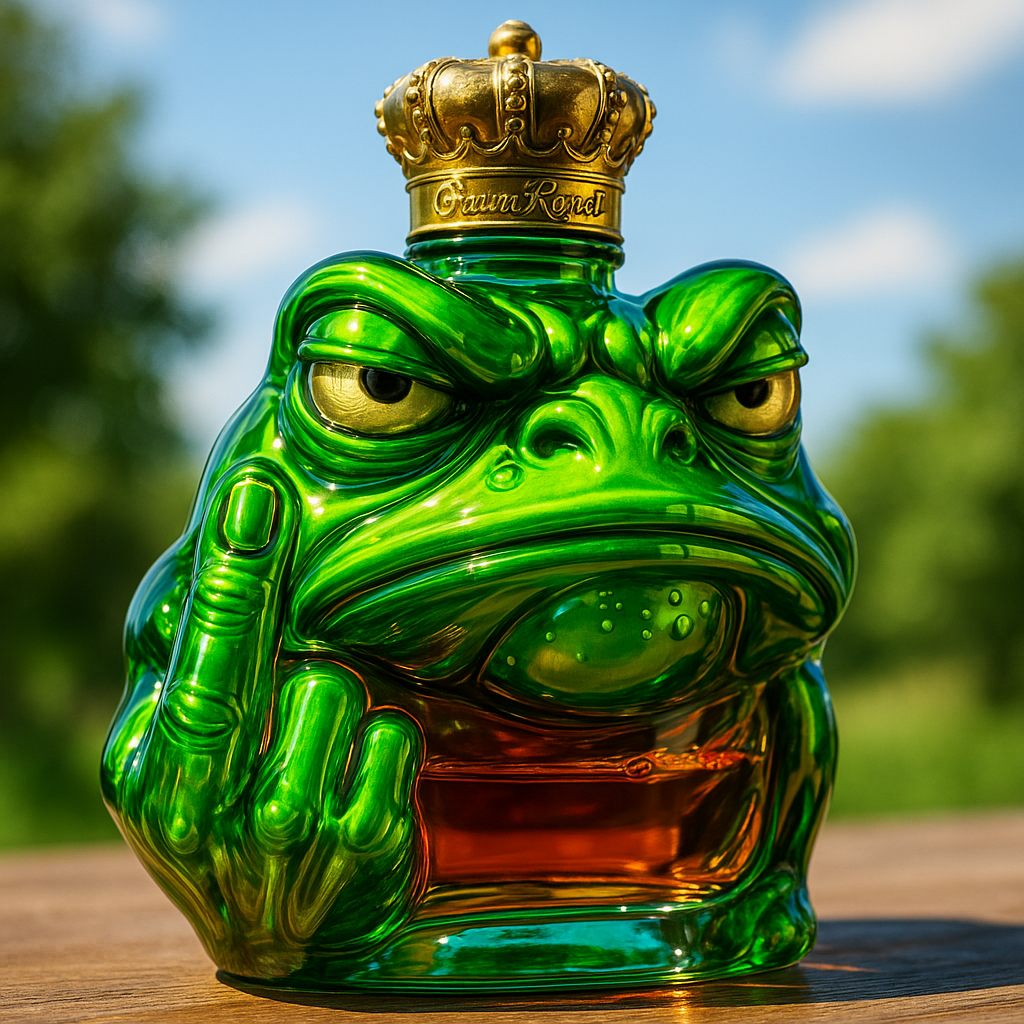Funny Middle Finger Frog Whiskey Bottle