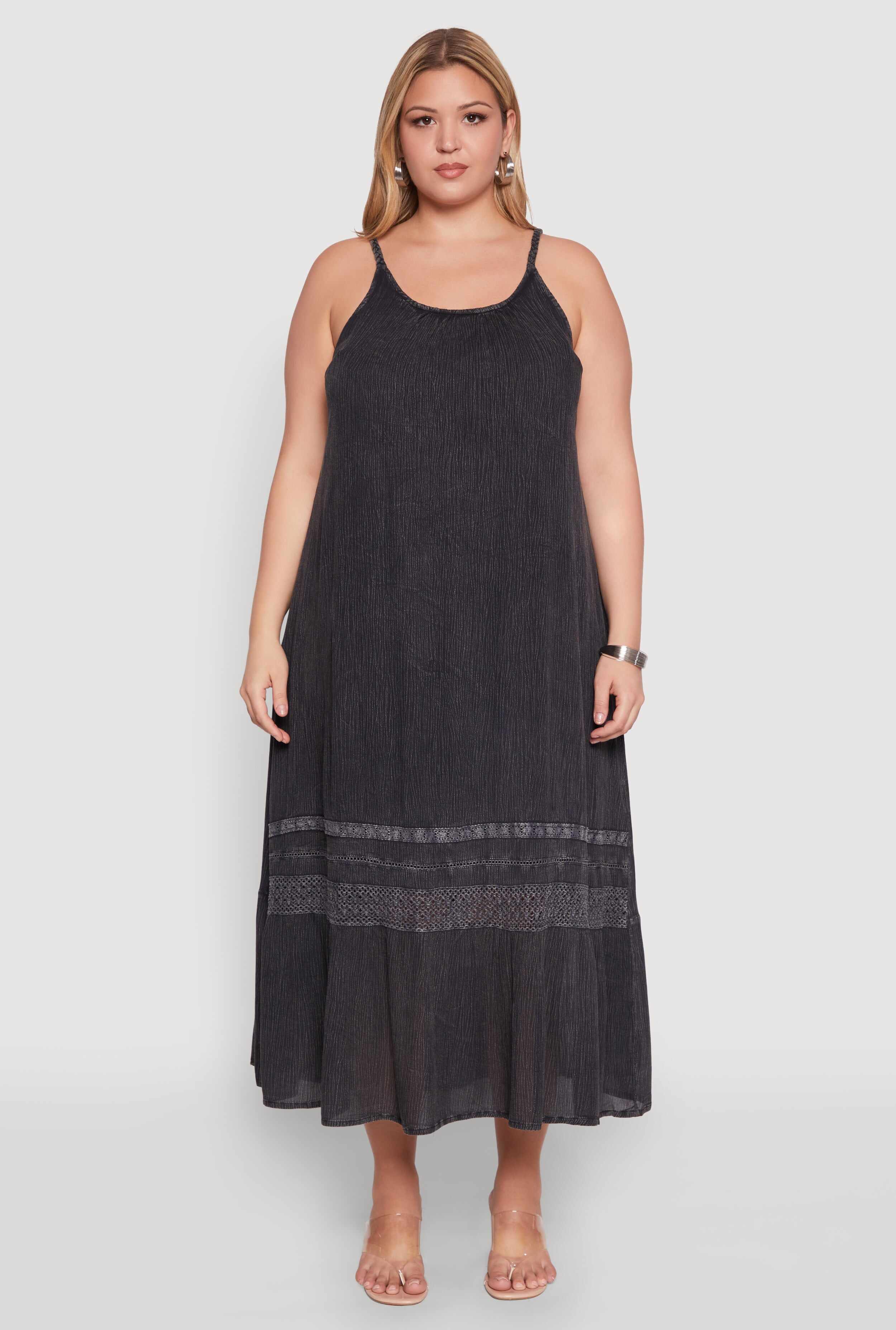 Plus Size Ruffle Trim Maxi Dress