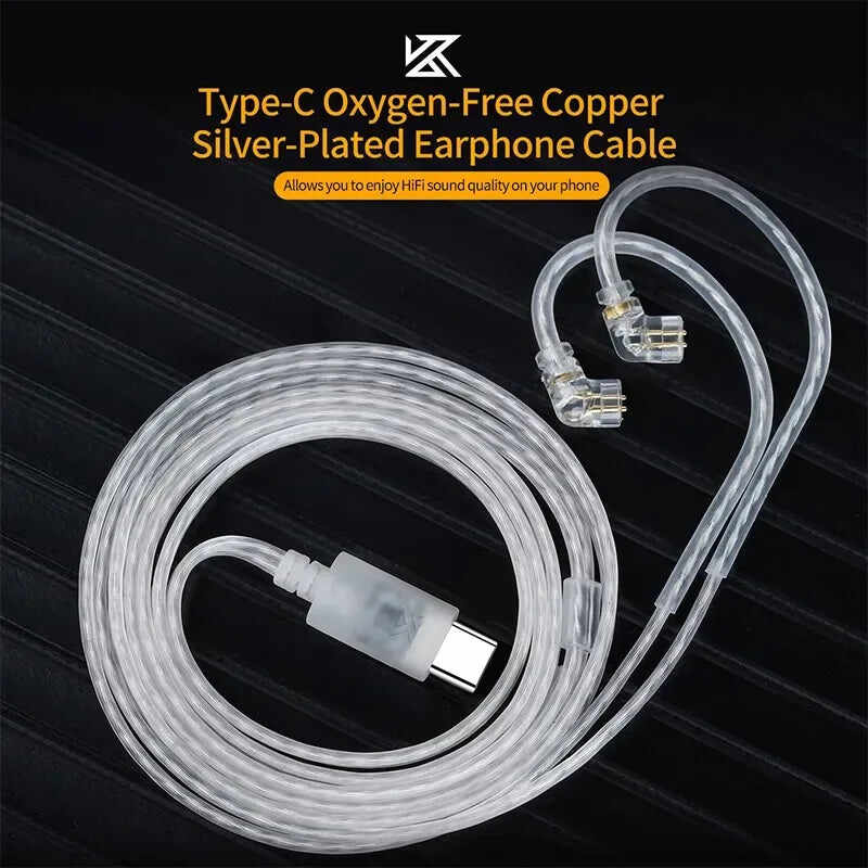 KZ Type-C OFC Silver-Plated Cable - Premium Audio Connectivity