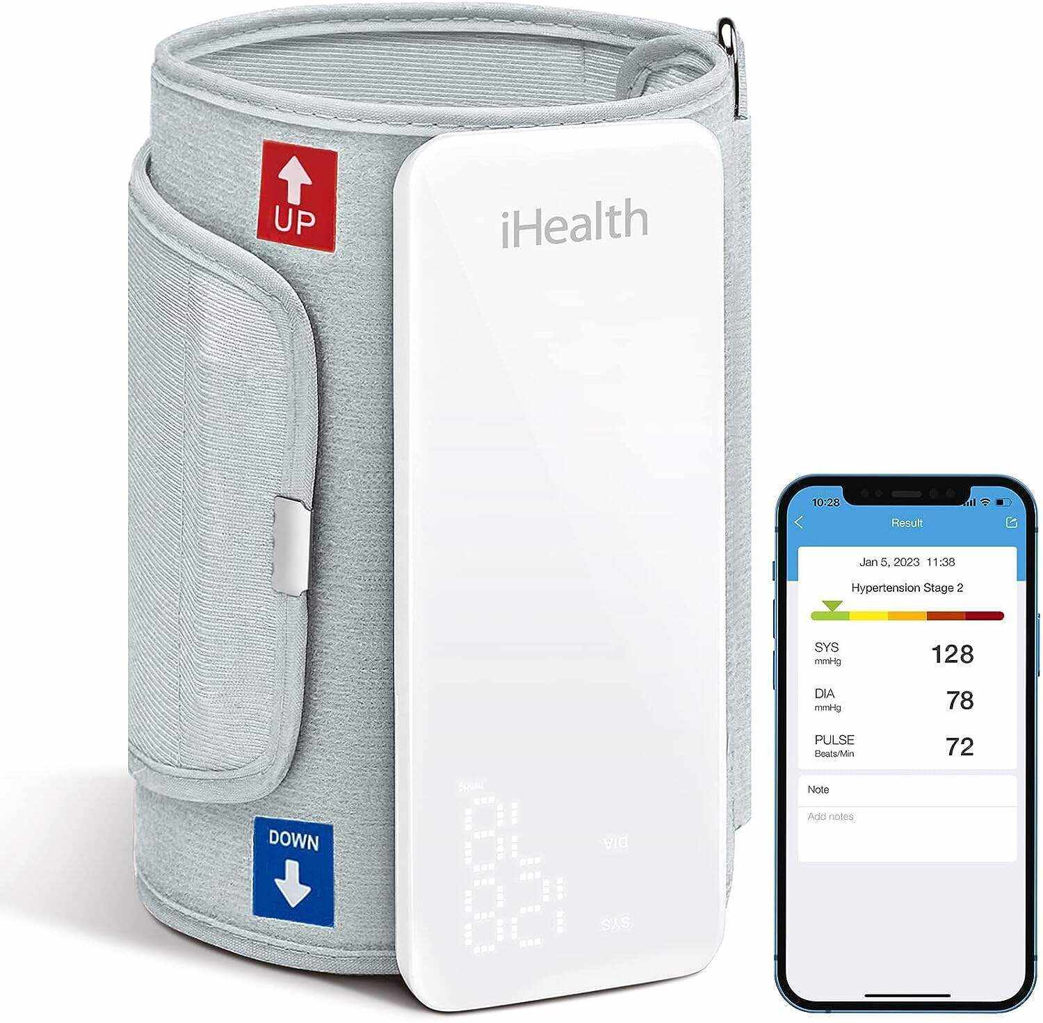 iHealth Neo Wireless Blood Pressure Monitor, Upper Arm Cuff, Bluetooth Blood Pressure Machine, Ultra-Thin & Portable, App-Enabled for iOS & Android