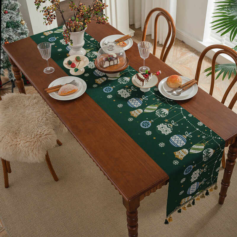 Christmas Festival Table Runner with Tassels