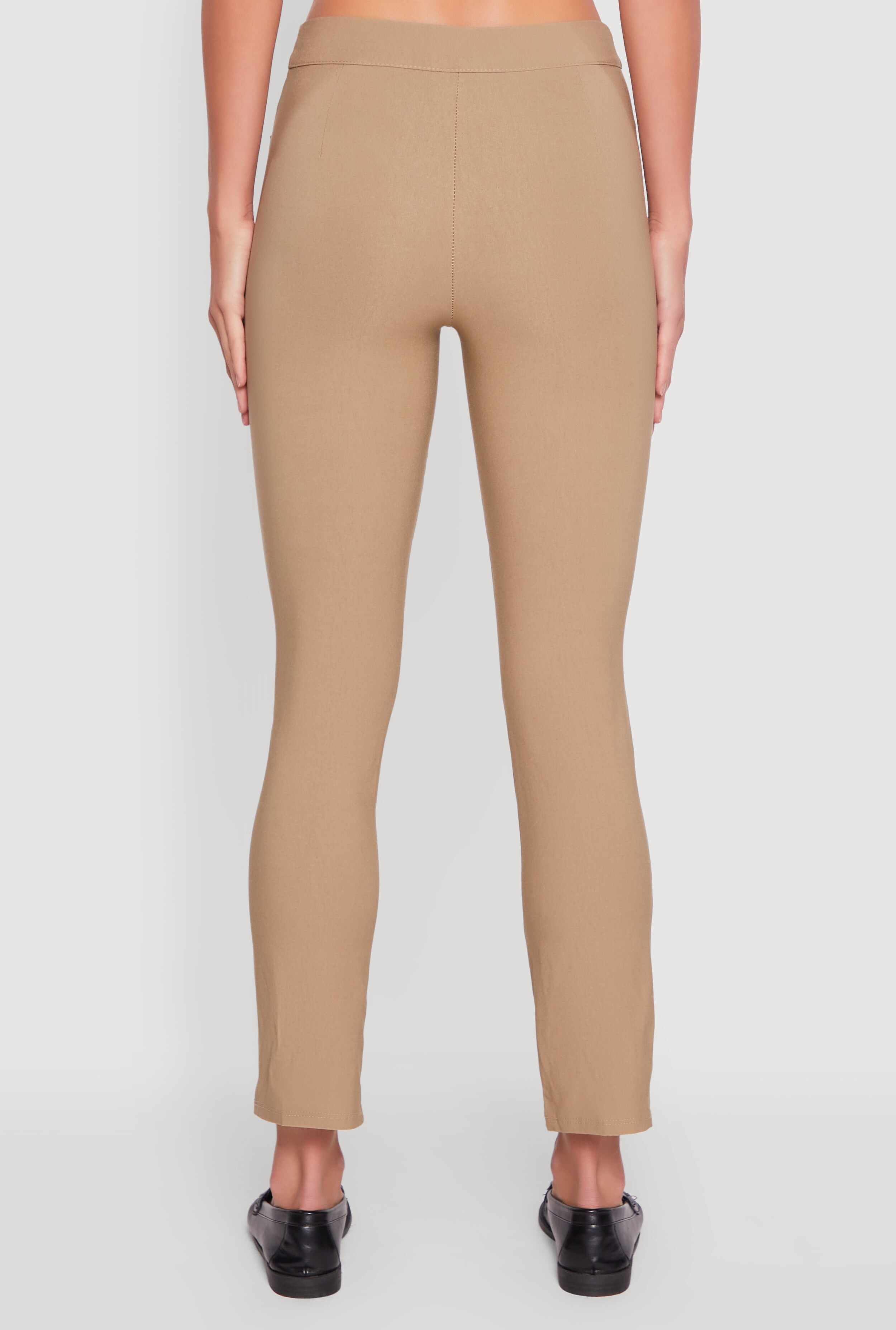 Mid Rise Slim Straight Leg Stretchy Dress Pants