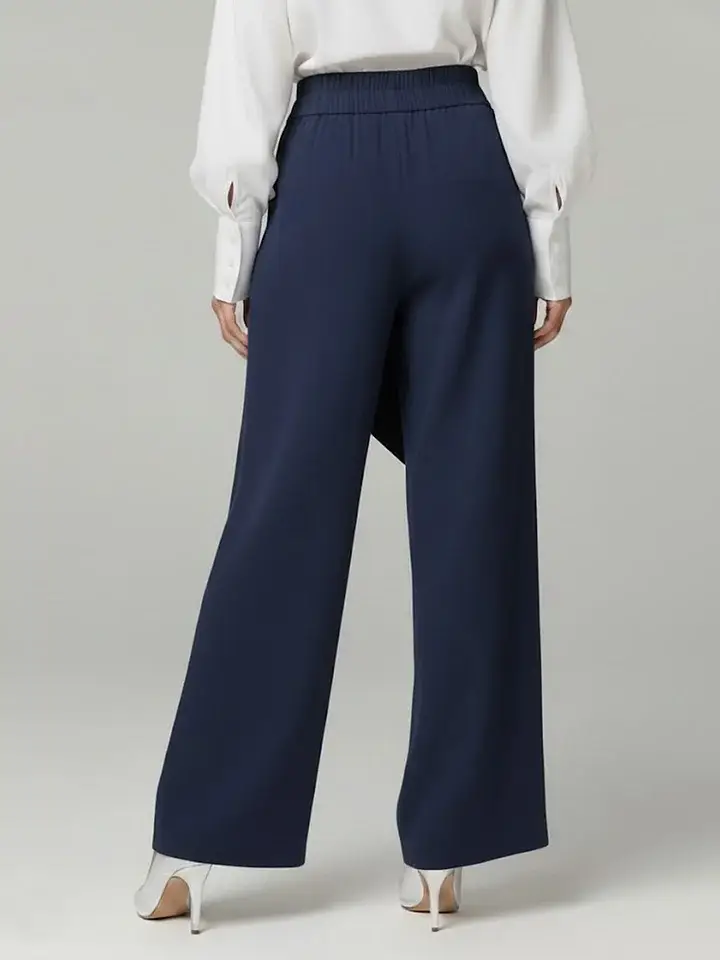 🔥Summer Arrivals🌟Women's Solid Color Elastic Waist Casual Loose Linen Wide-leg Pants