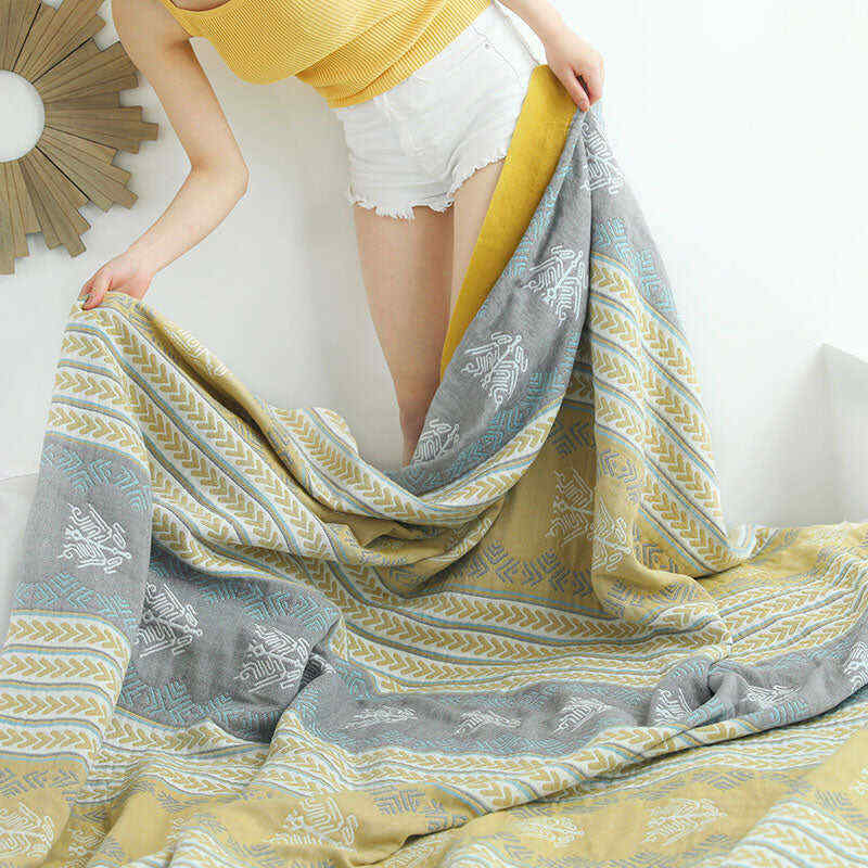 Cotton Wheat Ear Print Reversible Quilt