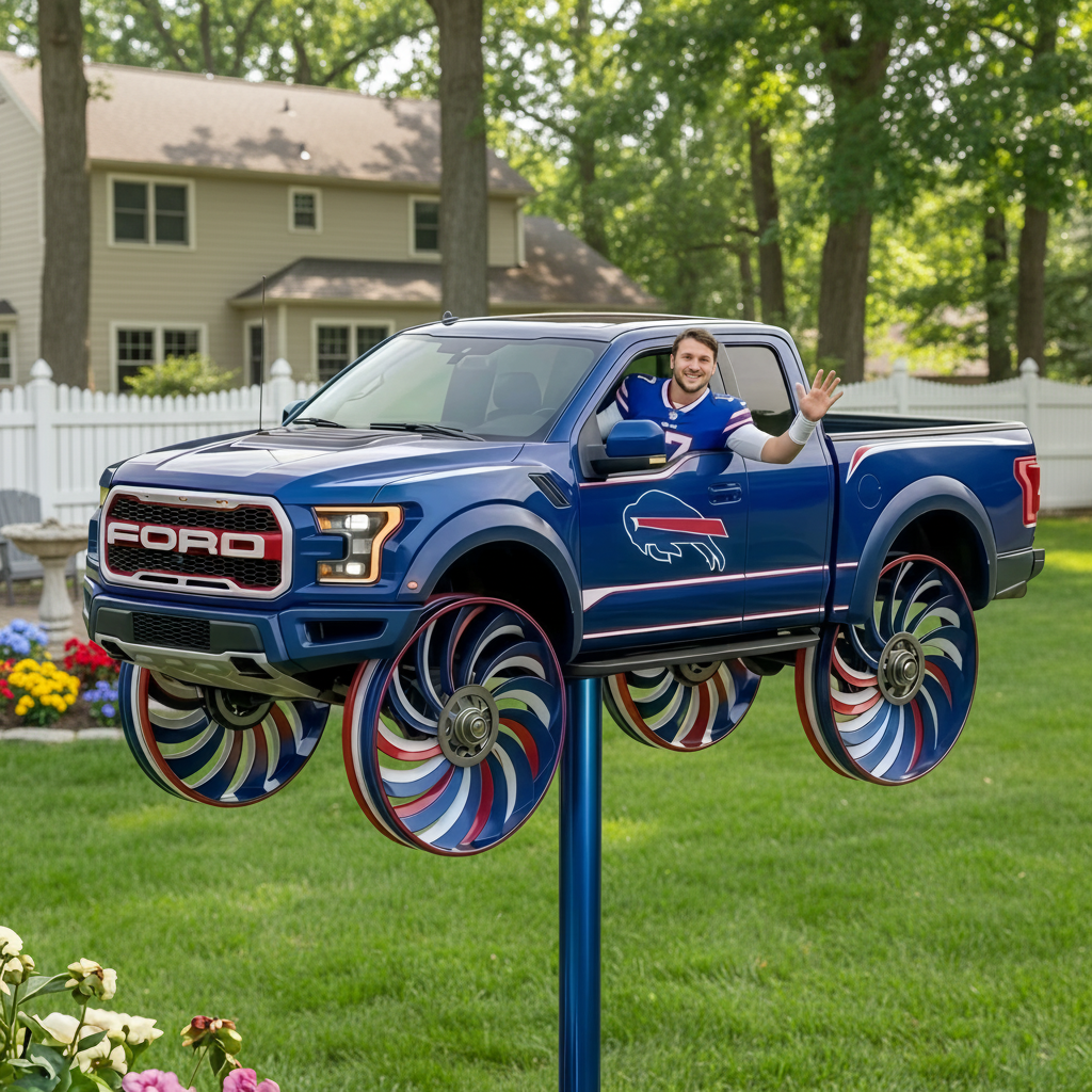 Buffalo Bills Raptor Truck Garden Wind Spinner