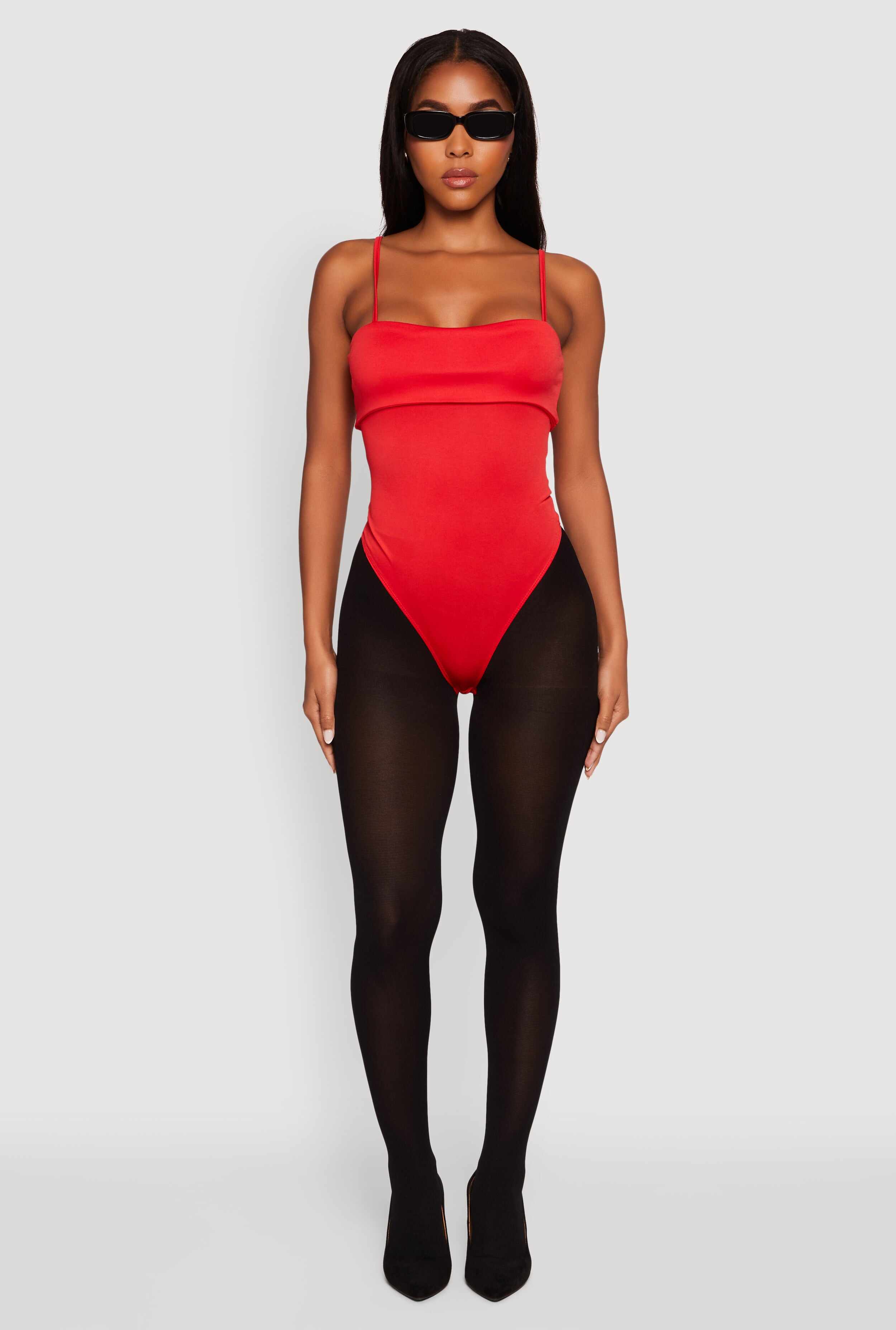Fold Over Spaghetti Strap Bodysuit