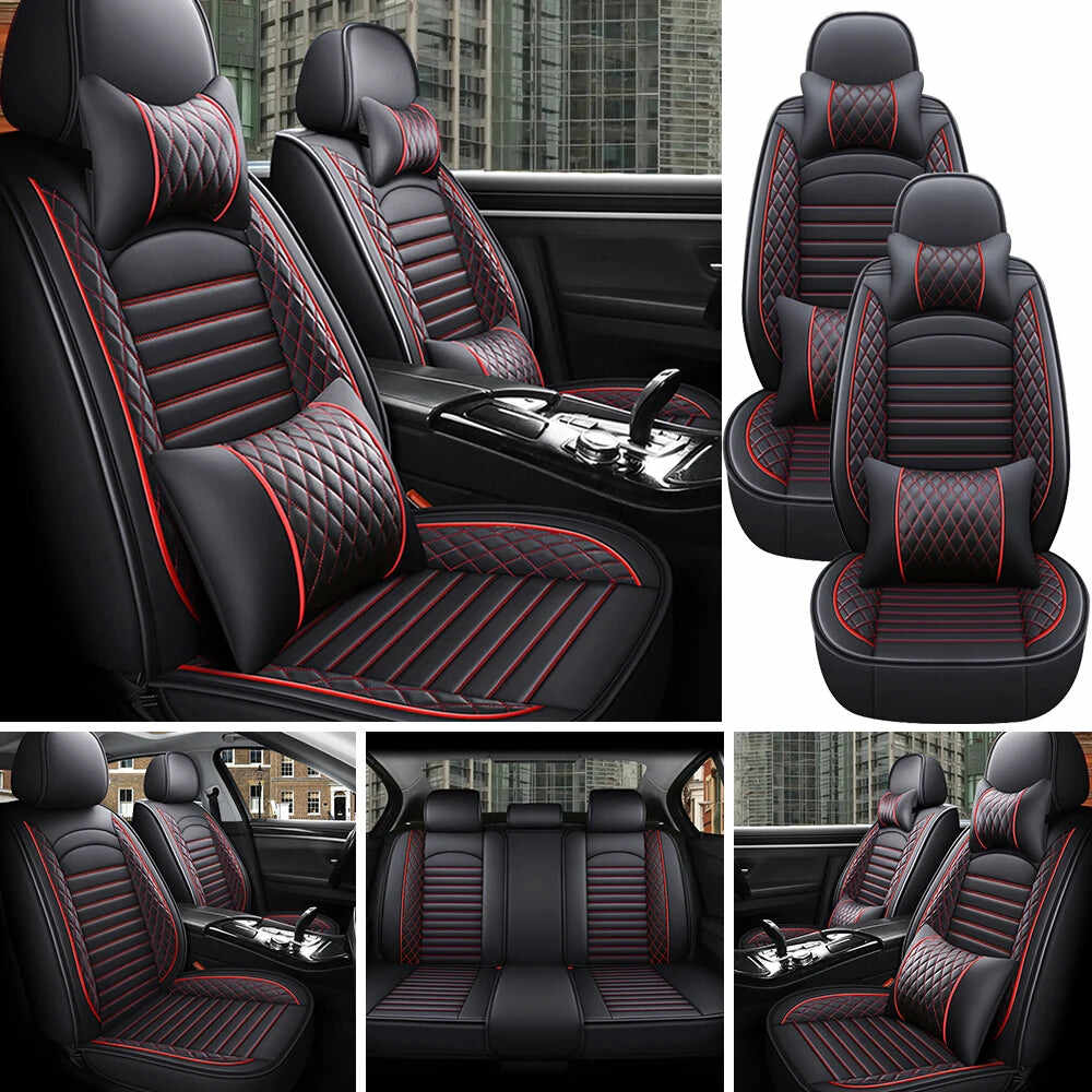 5-Seat Complete PU Leather Car Seat Cover Set - Full Interior Protection Kit