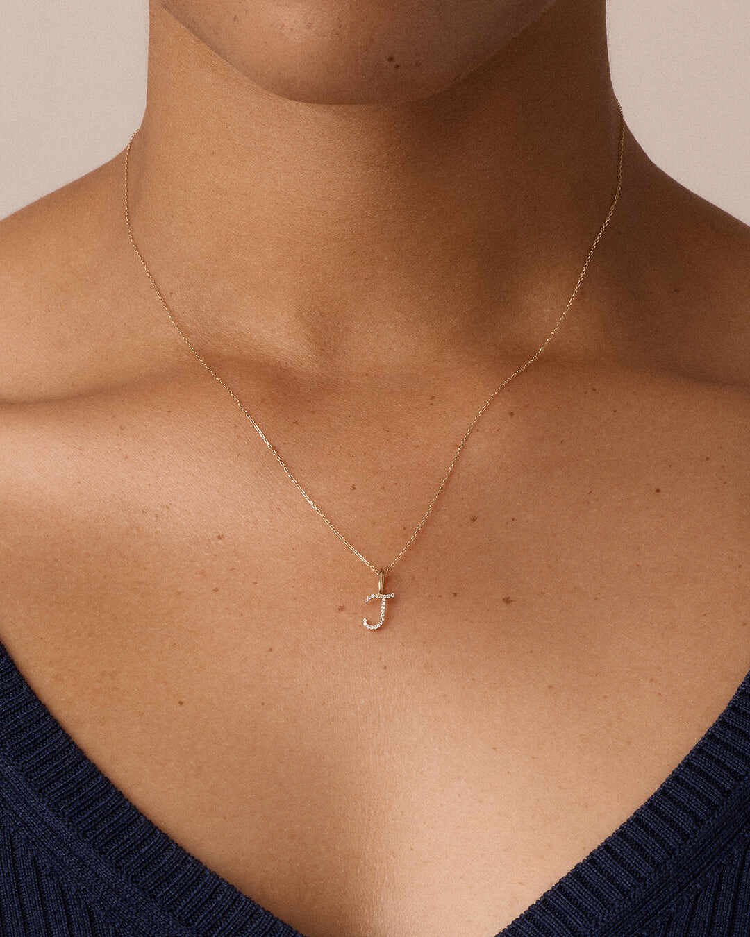 Diamond Script Alphabet Charm Necklace
