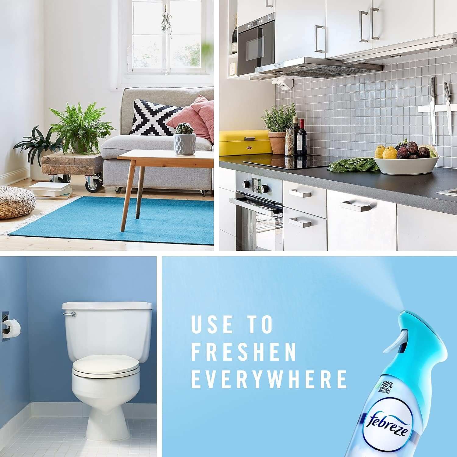Febreze Air Freshener Heavy Duty Spray, Odor Fighter, Crisp Clean, 8.8 oz (Pack of 6)