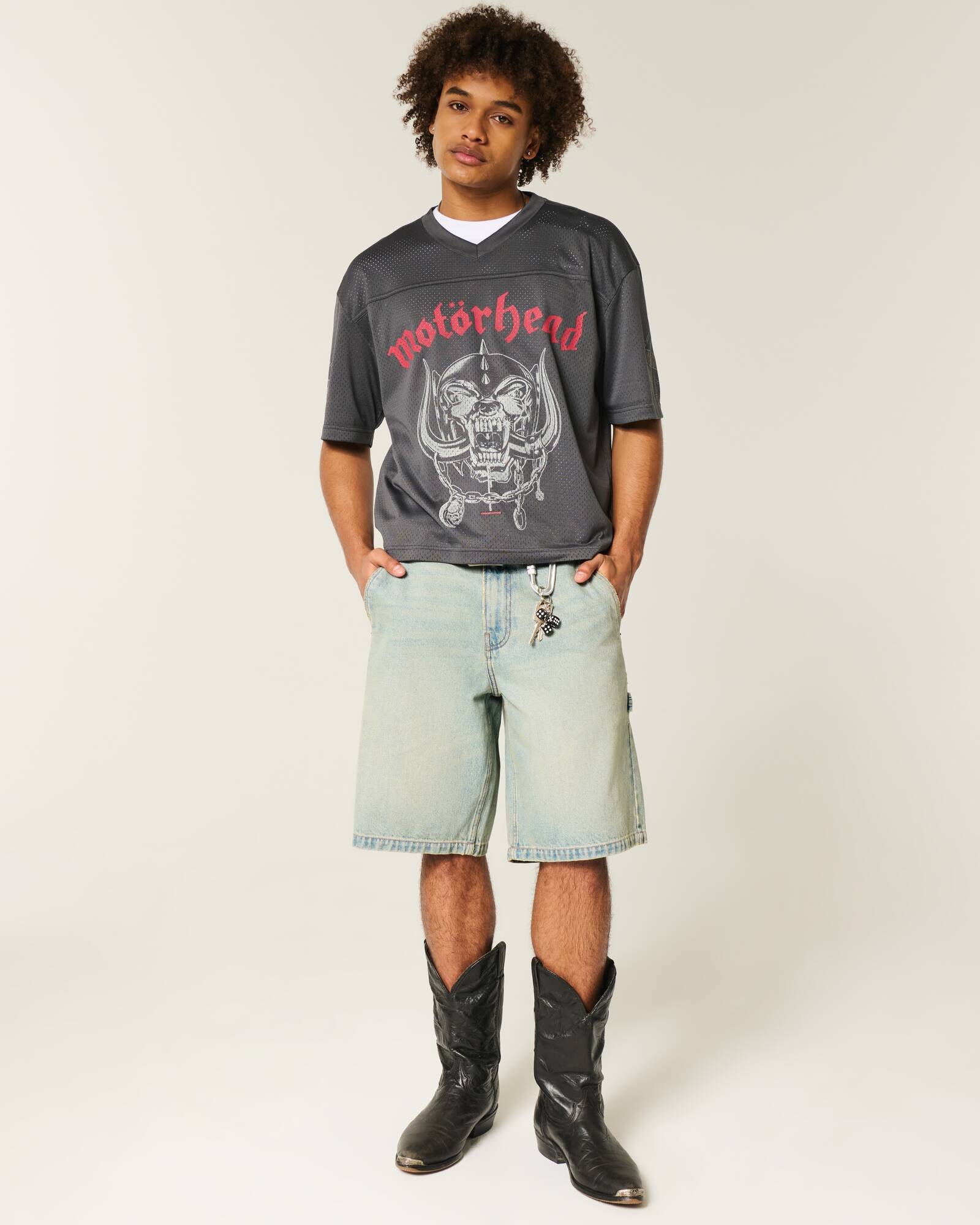 Washed Black Baggy Denim Shorts