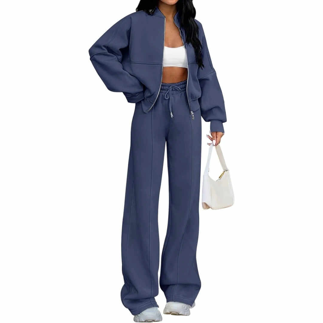 Spring Sale🔥Women's Fall 2 Piece Sweatsuits Set Long Sleeve Zip Up Sweatshirt Wide Leg Sweatpants Lounge Sets