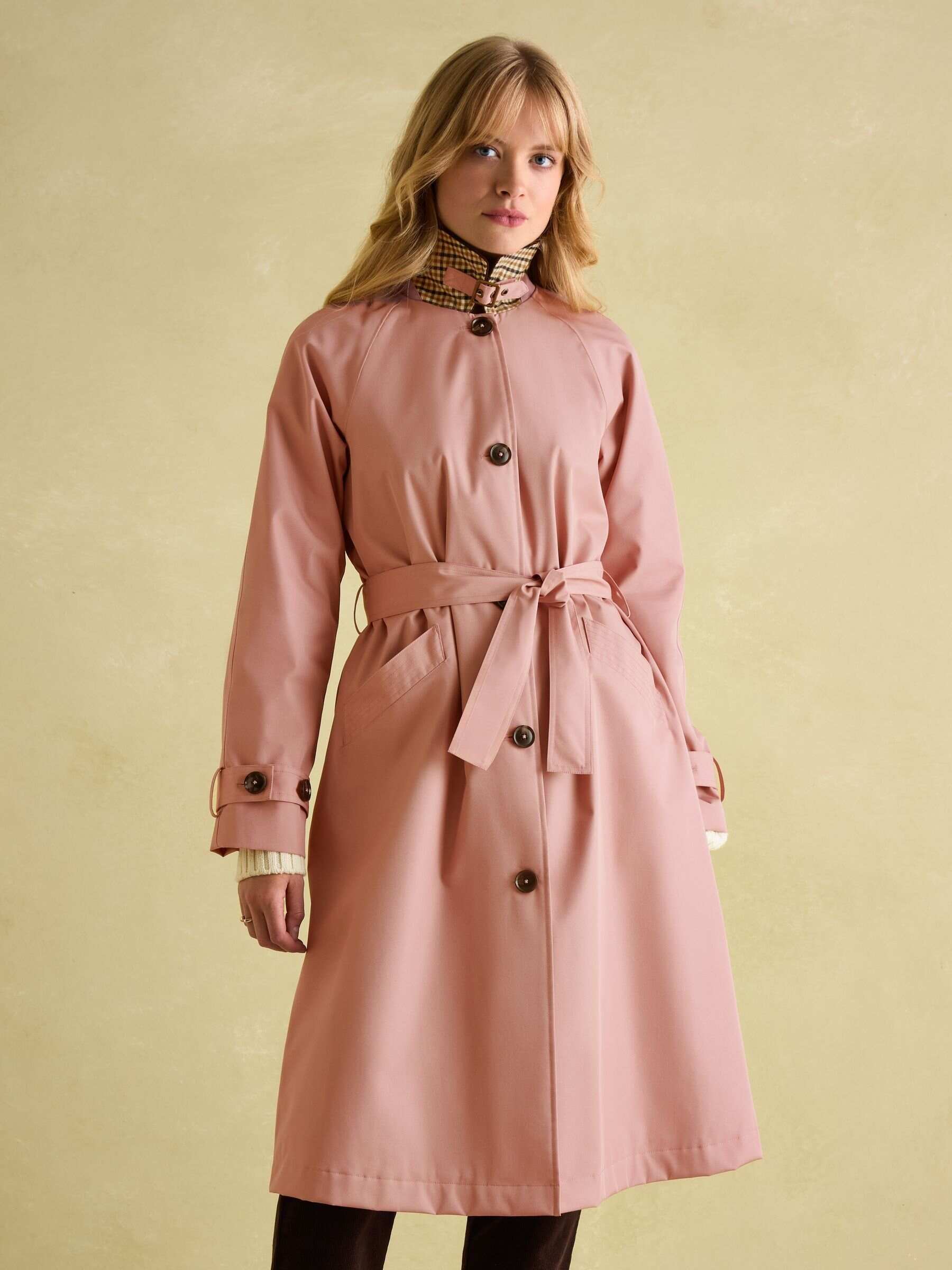 Epwell Pink Waterproof Belted Trench Coat