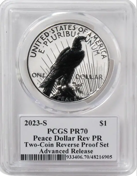 2023 6 PC Morgan and Peace Silver Dollars MS70/PF70/ R70 Advance Release PCGS Founders Mark of Distinction Holders Signed by John Dannreuther