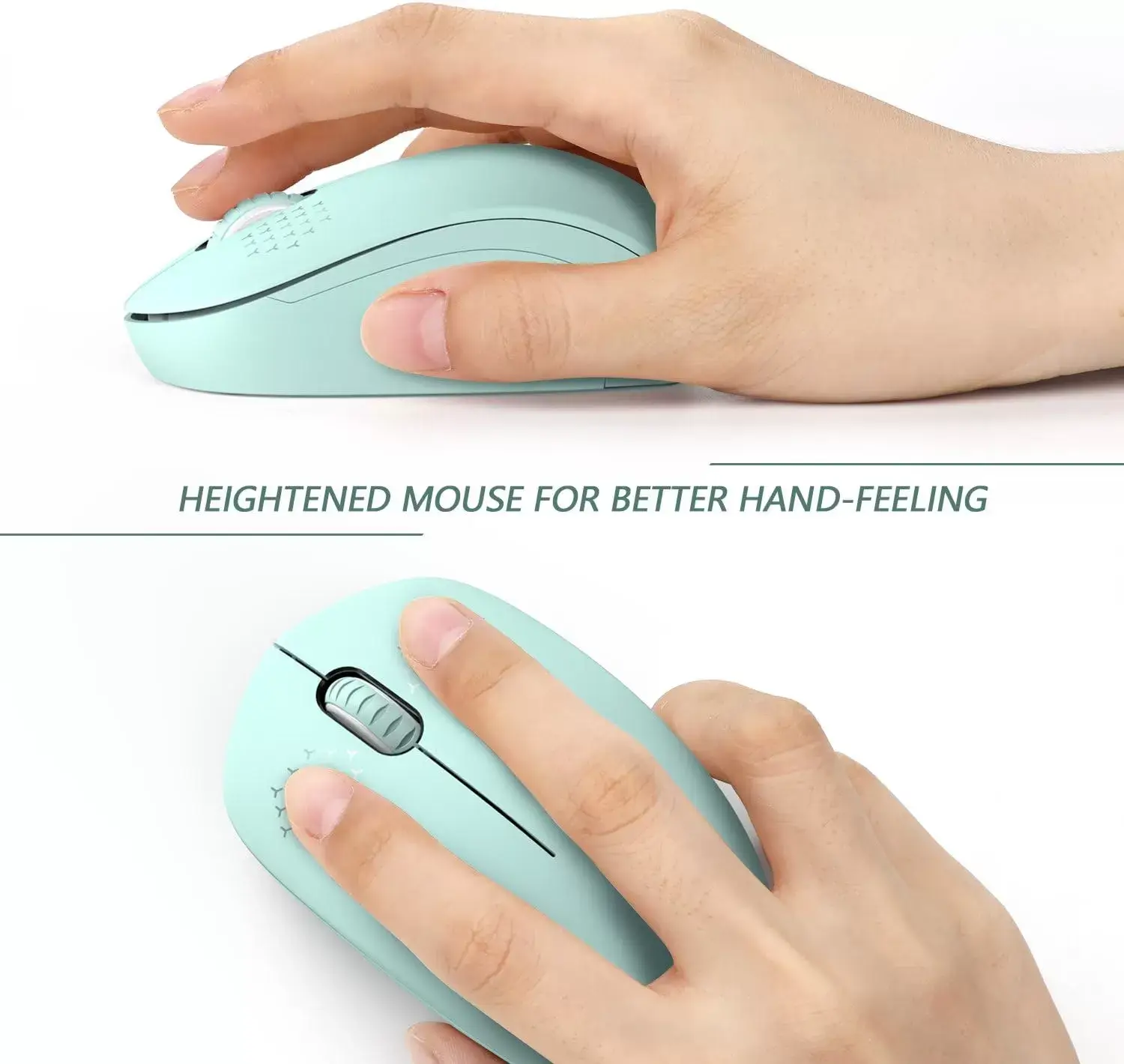 seenda Wireless Mouse, 2.4G Noiseless Mouse with USB Receiver - Portable Computer Mice for PC, Tablet, Laptop with Windows System - Mint Green
