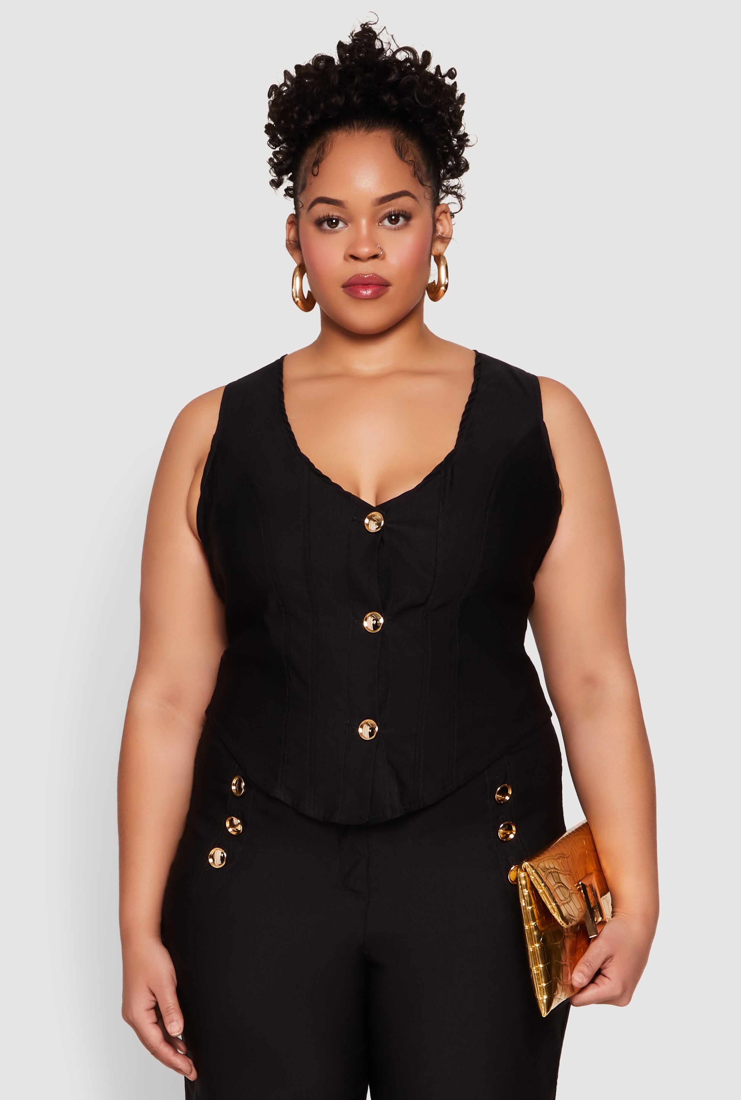 Plus Size Cropped Corset Detail Vest