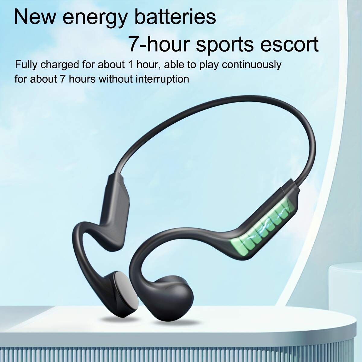 2023 New Upgraded Bone Conduction Earphones True Wireless Open Type Earphones Dual Ear Bone Sensing Sports Earphones Waterproof Sweat Resistant Tape Microphone Induction Conduction Earphones For Running, Cycling, Exercise, Gym Driving Black