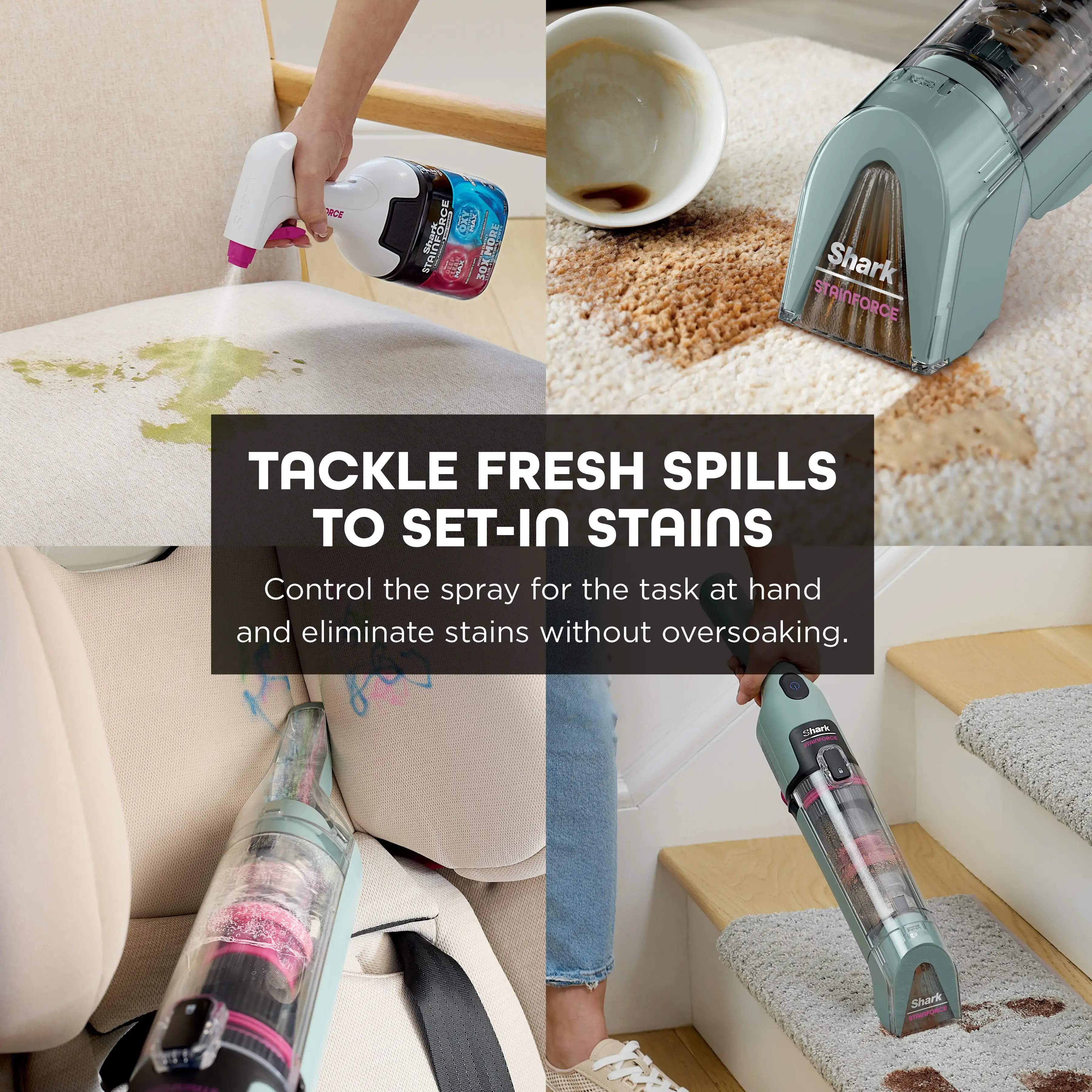 StainForce Handheld Spot & Stain Cleaner with Storage Caddy & Crevice Tool