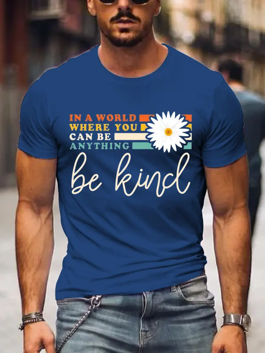 Men's Be Kind Art Print Casual T-Shirt
