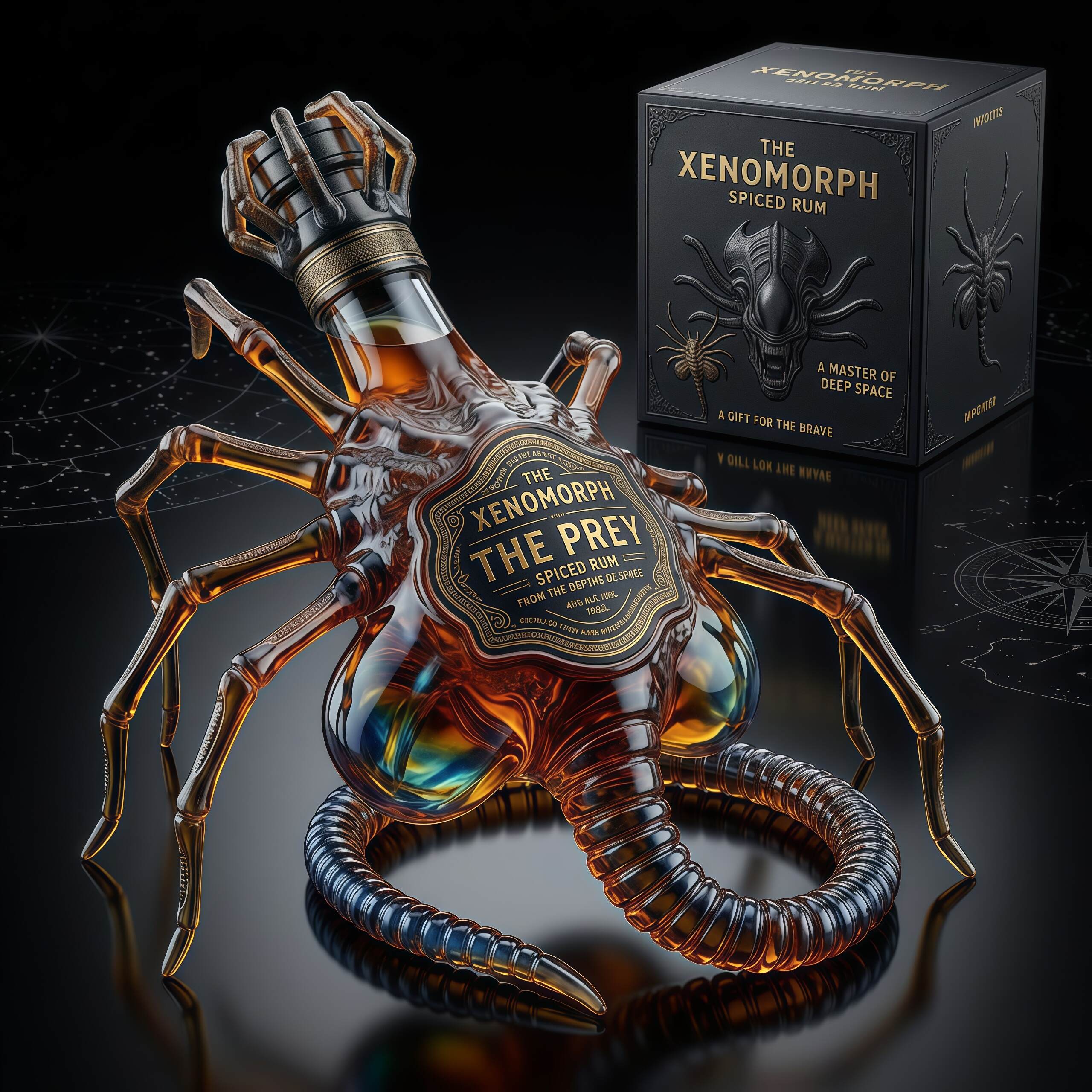 The Alien Facehugger Black Spiced Rum 3D Sculpted Facehugger Collector's Edition Bottle