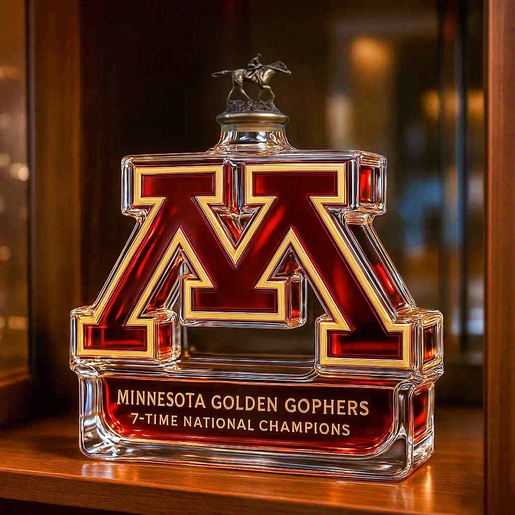 Minnesota Golden Gophers 7-time National Champions Whiskey Bottle