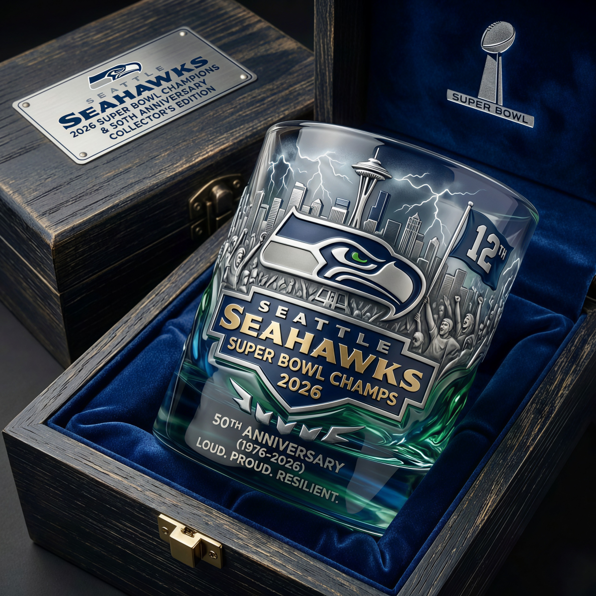 Seattle Seahawks Super Bowl LX Champions Commemorative Whisky Glass