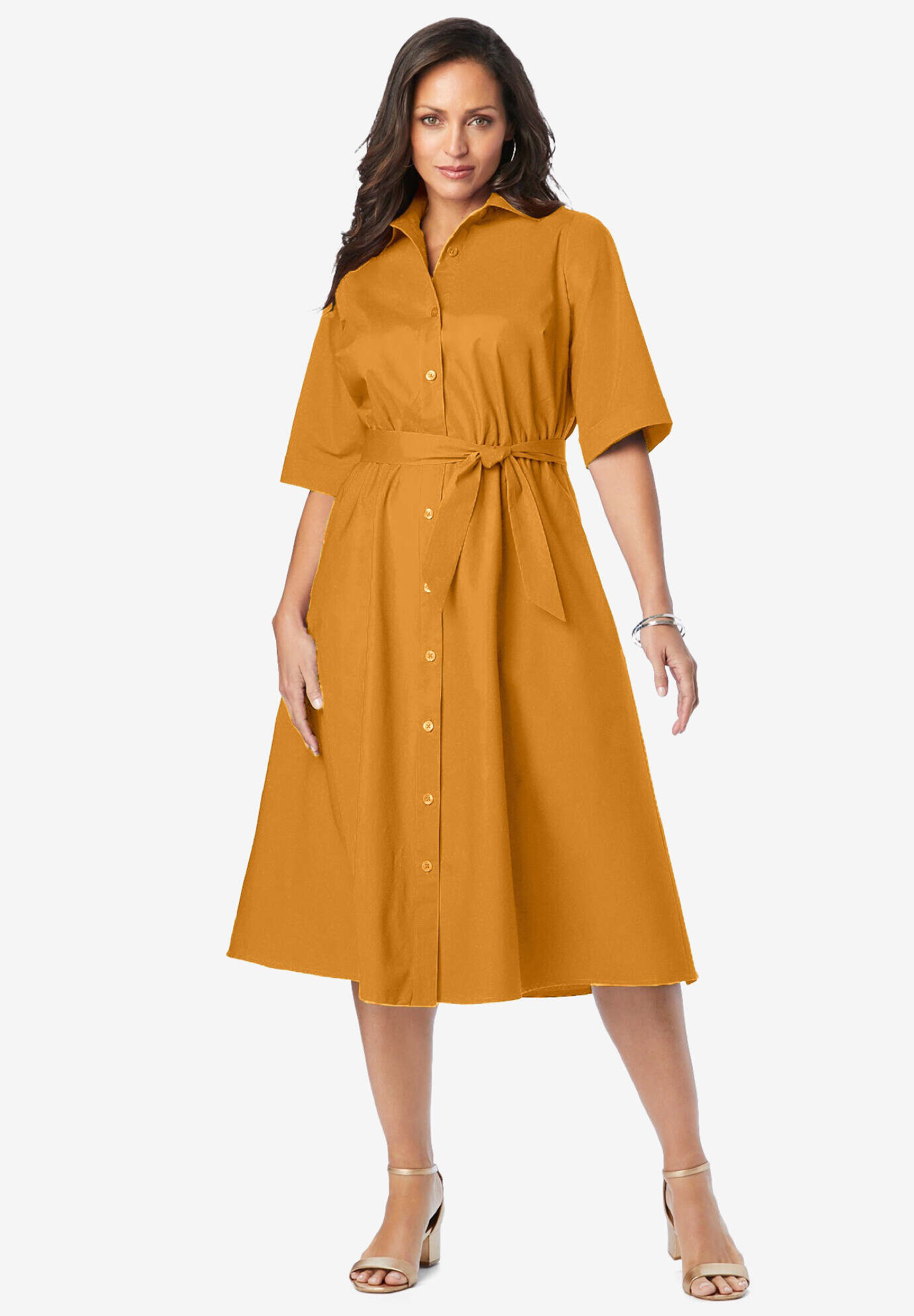 Stretch Poplin Shirtdress