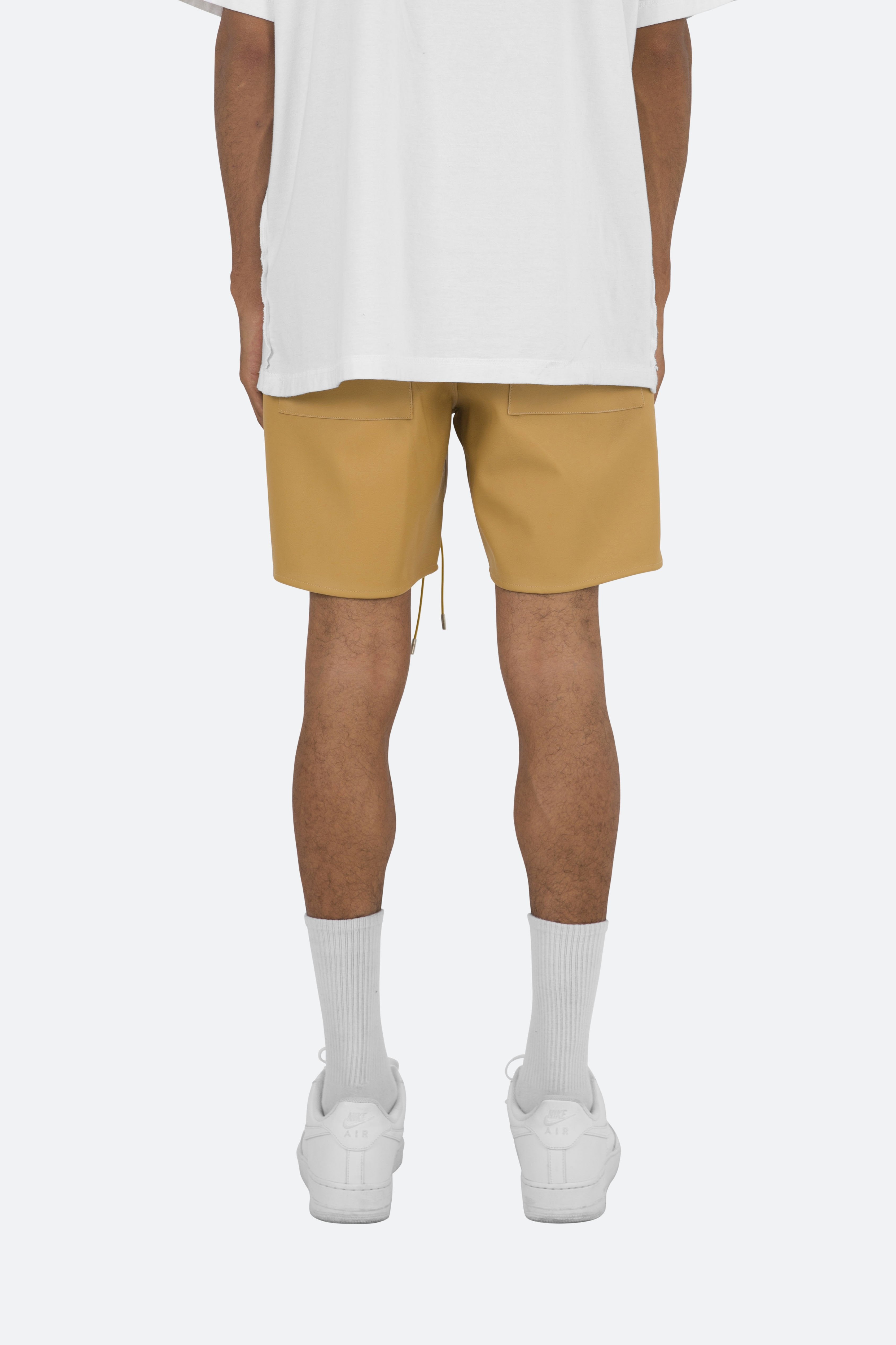 Leather Basketball Shorts - Mustard