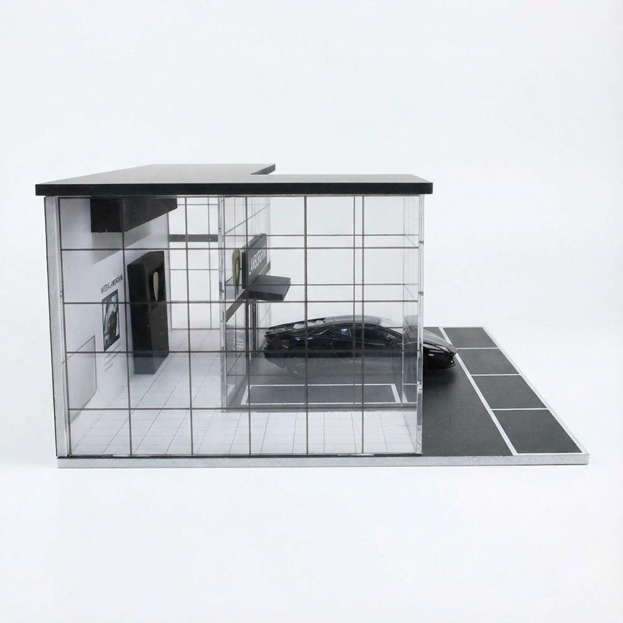 1:64 Scale Supercar Showroom Diorama Display Case – Modern Dealership Scene for Diecast Cars