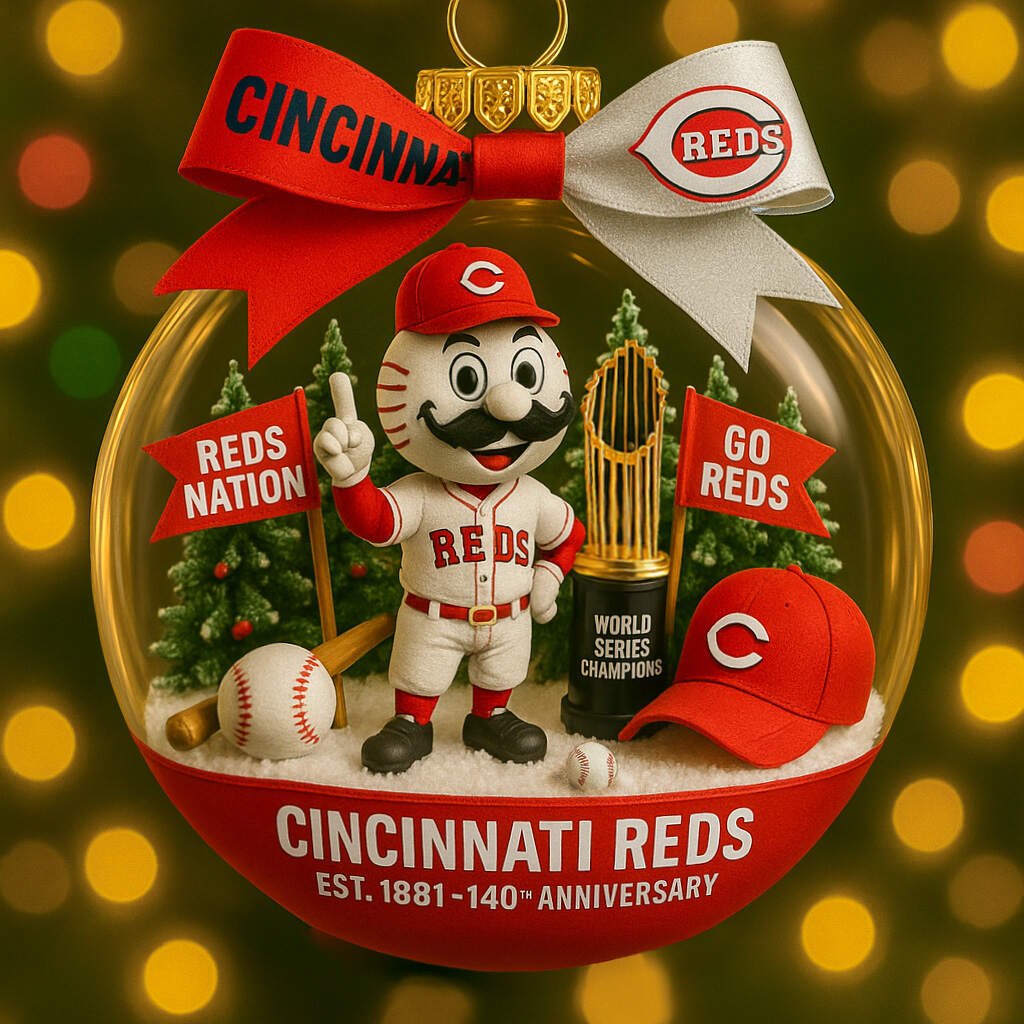 Cincinnati Reds 140th Anniversary Christmas Ornament