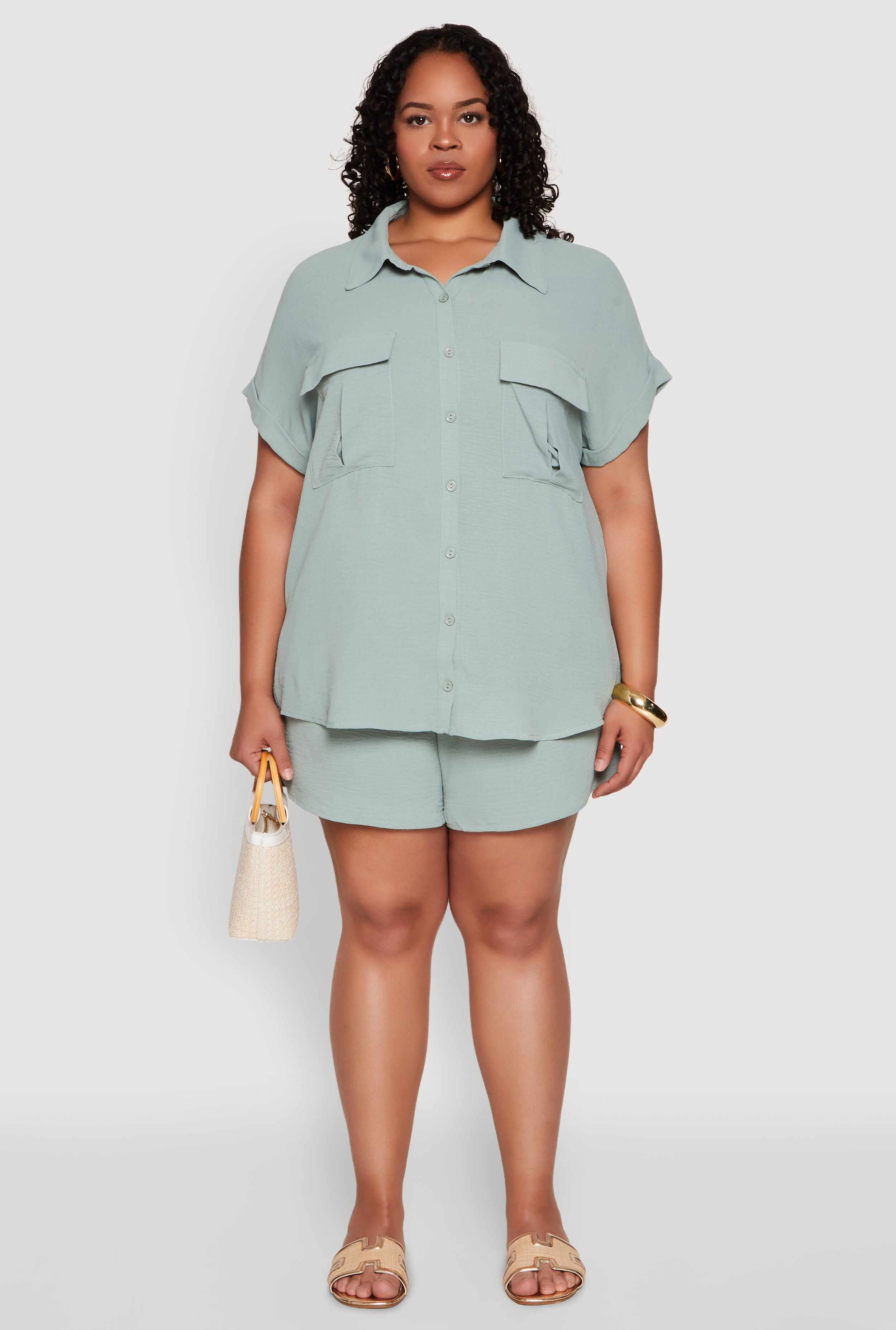 Plus Size Airy Elastic Waist Shorts