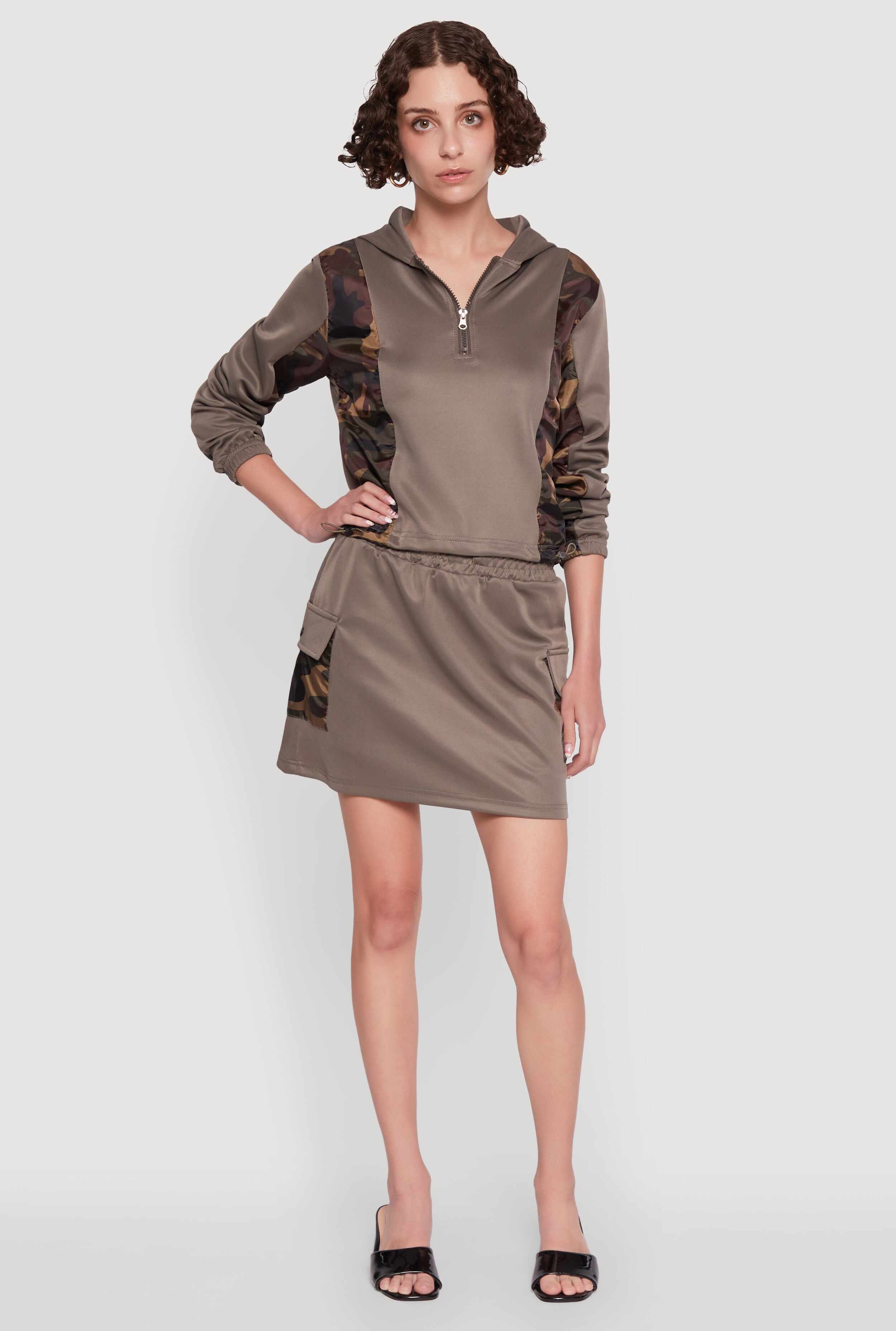 Trendy Drawstring Waist Cargo Skirt