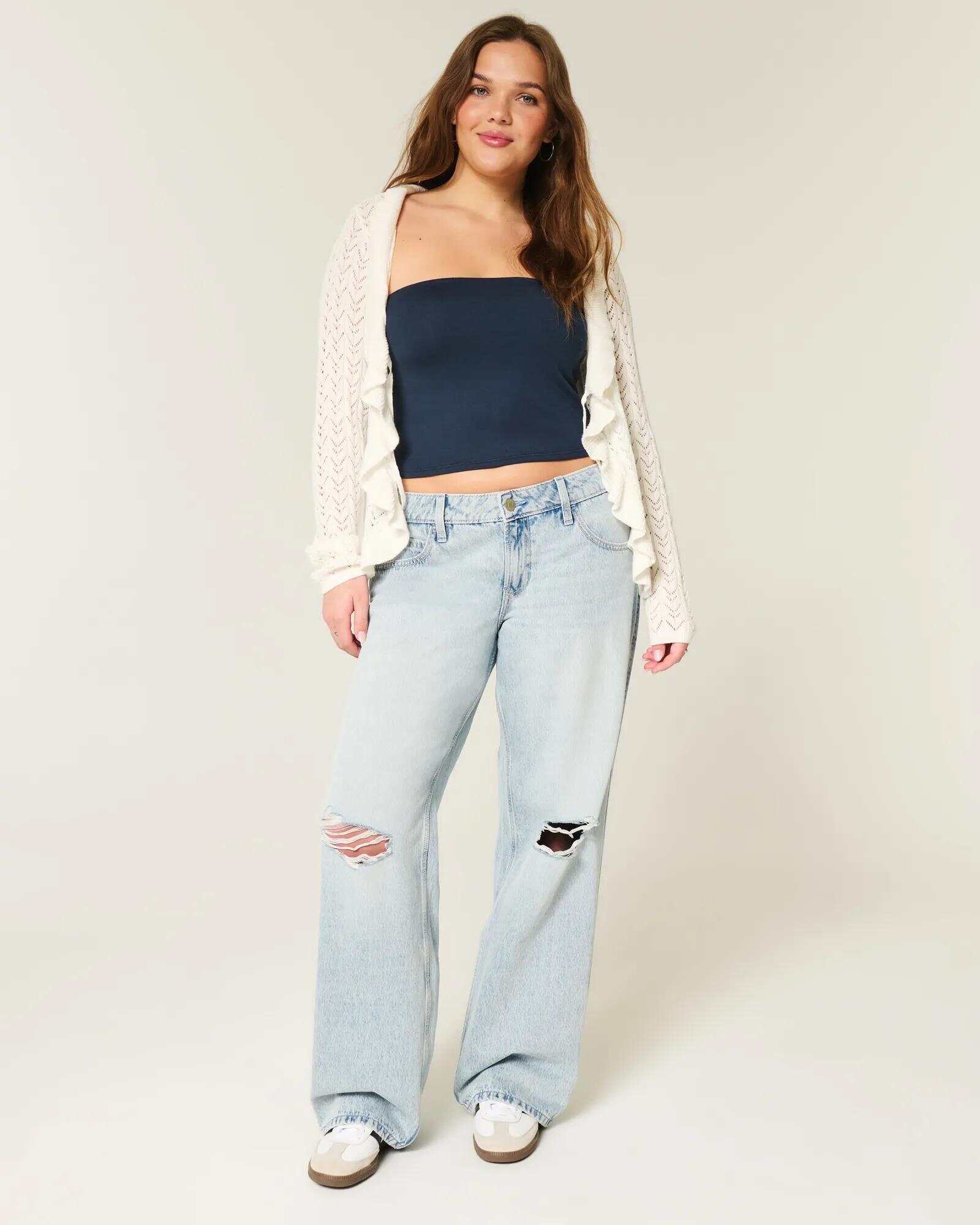 Low-Rise Dark Wash Baggy Jeans