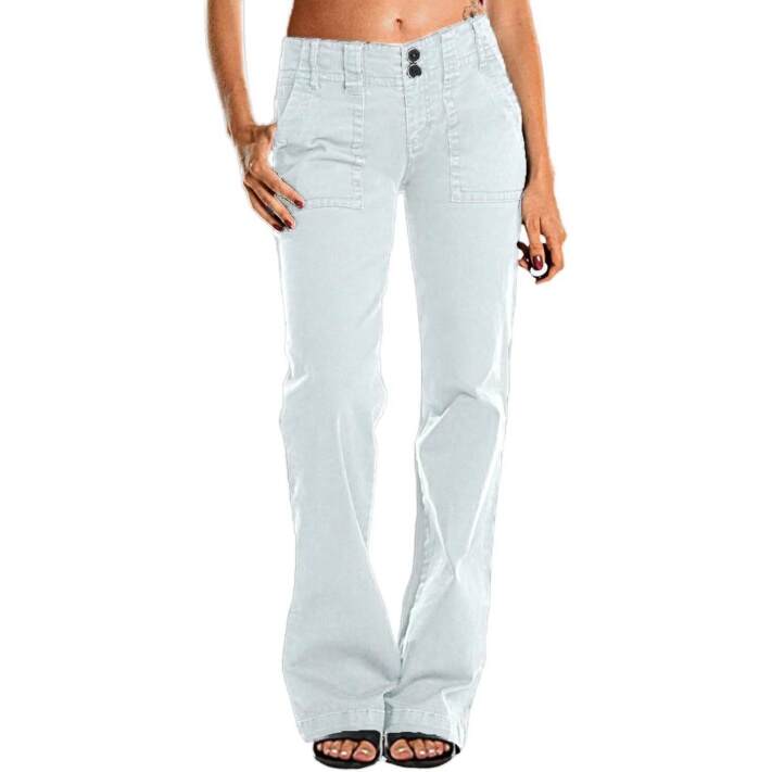 ⚡SPRING SALE⚡- Double Button Mid Waist Straight Leg Pants