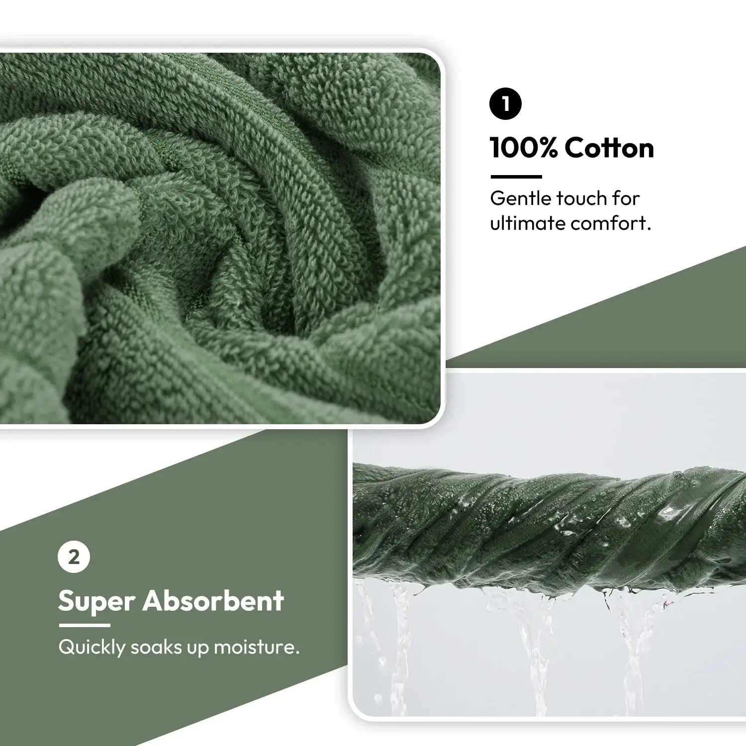 8 Piece Oversized Bath Towel Set, 100% Cotton Bath Towels, Highly Absorbant Bordered Towels