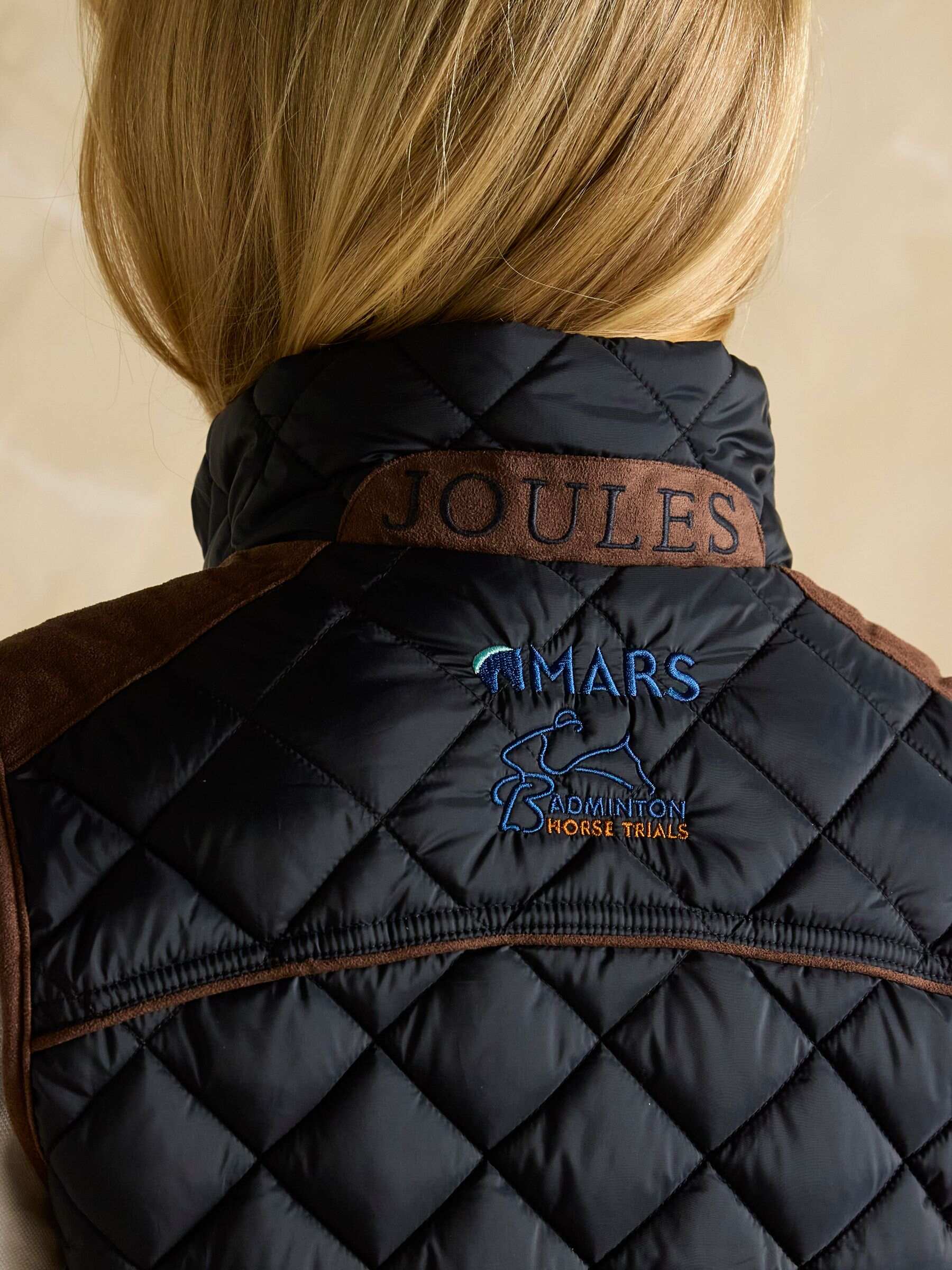 Official Badminton Navy Showerproof Diamond Quilted Gilet
