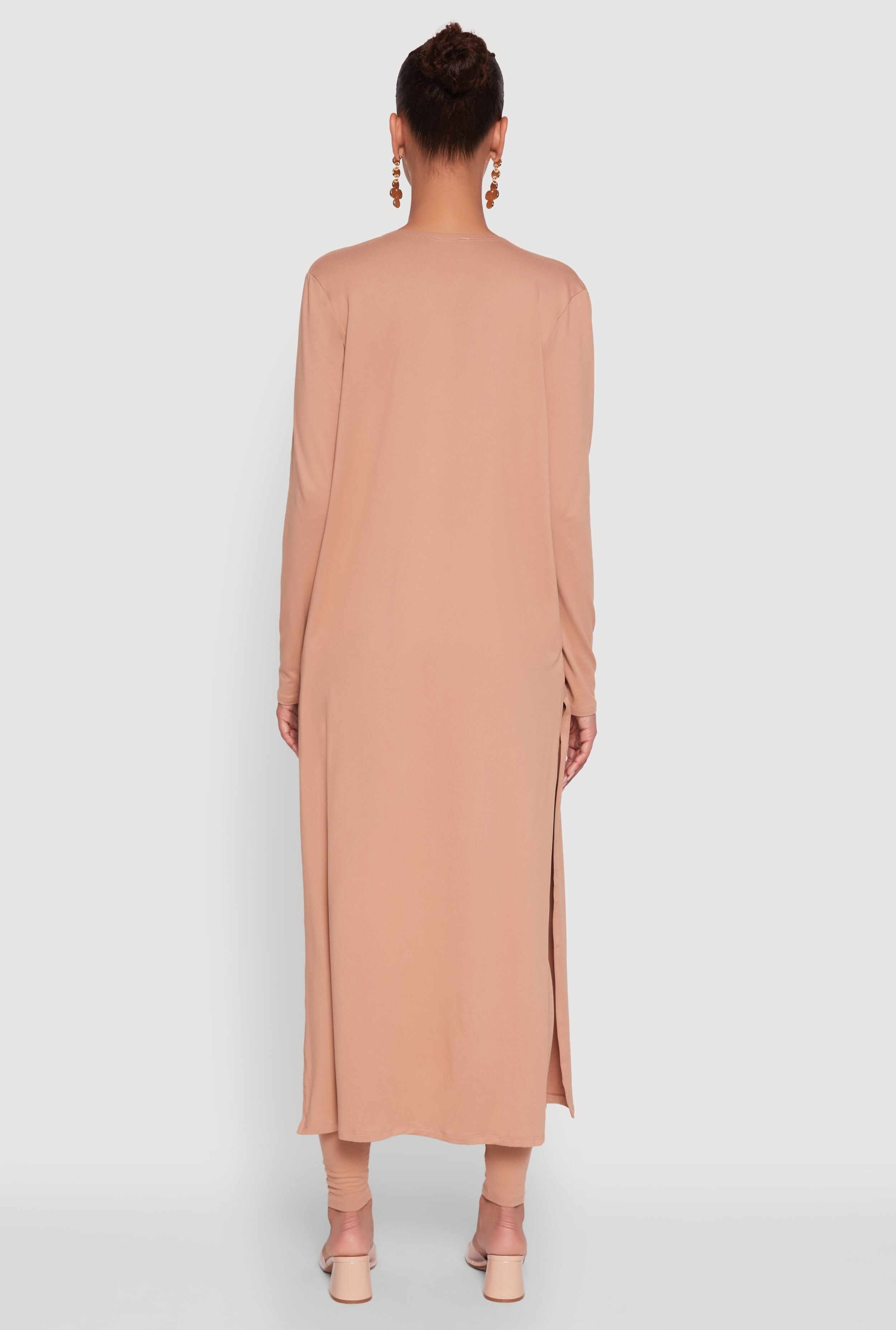 Long Sleeve Side Slit Maxi Duster