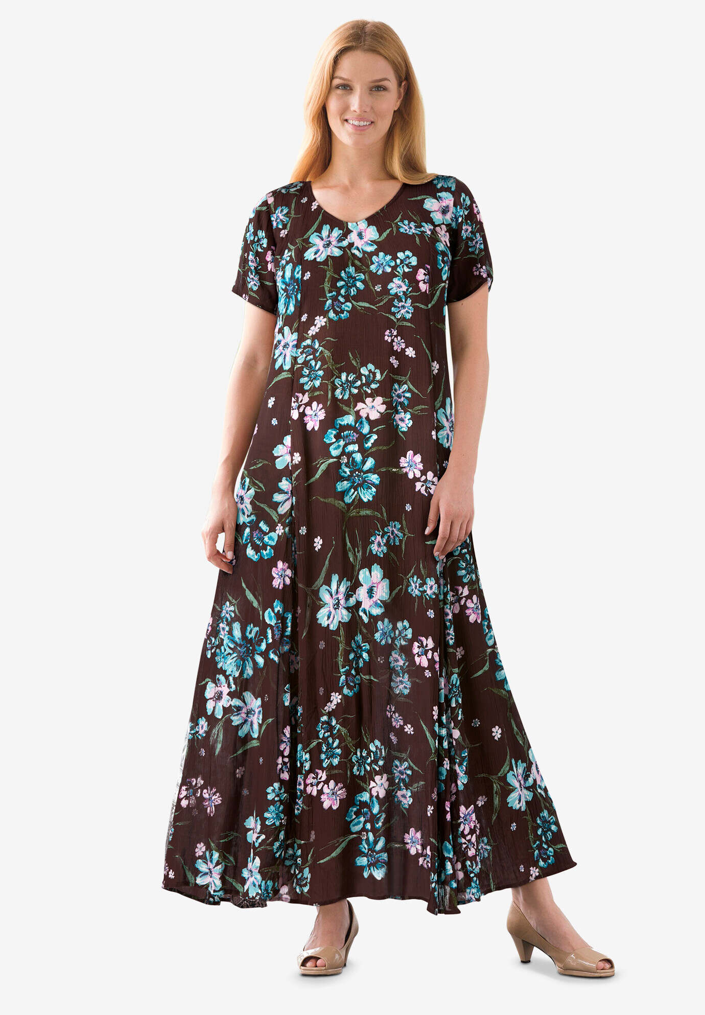 Short-Sleeve Crinkle Dress