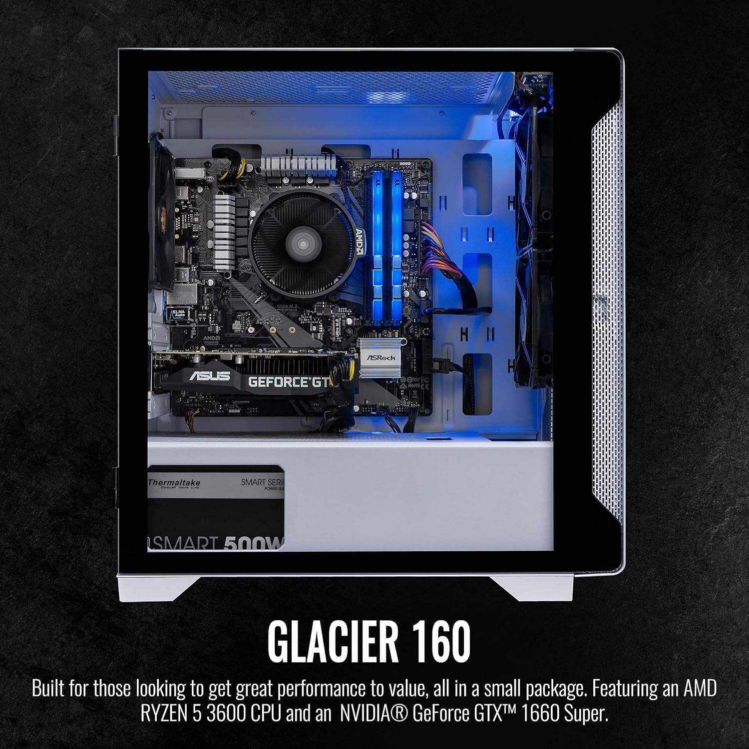 Thermaltake Frostbite 380 Gaming Desktop (AMD RyzenTM 7 5800X 8-core, ToughRam RGB DDR4 3600Mhz 32GB Memory, NVIDIA® GeForce RTXTM 3080, 1TB NVMe M.2, Win10 Home) D3FB-B550-380-LCS