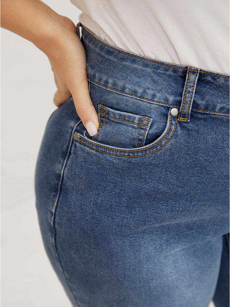 Skinny Very Stretchy High Rise  Medium Wash Ankle Jeans