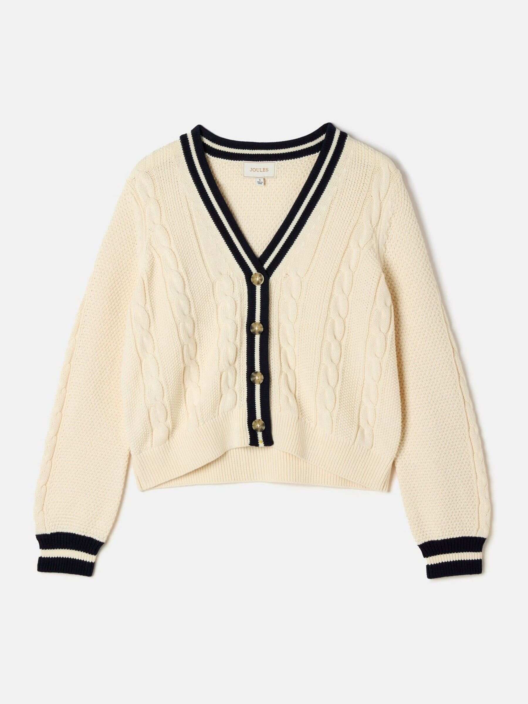 Centre Court Cream Cotton Cable Knit Cardigan