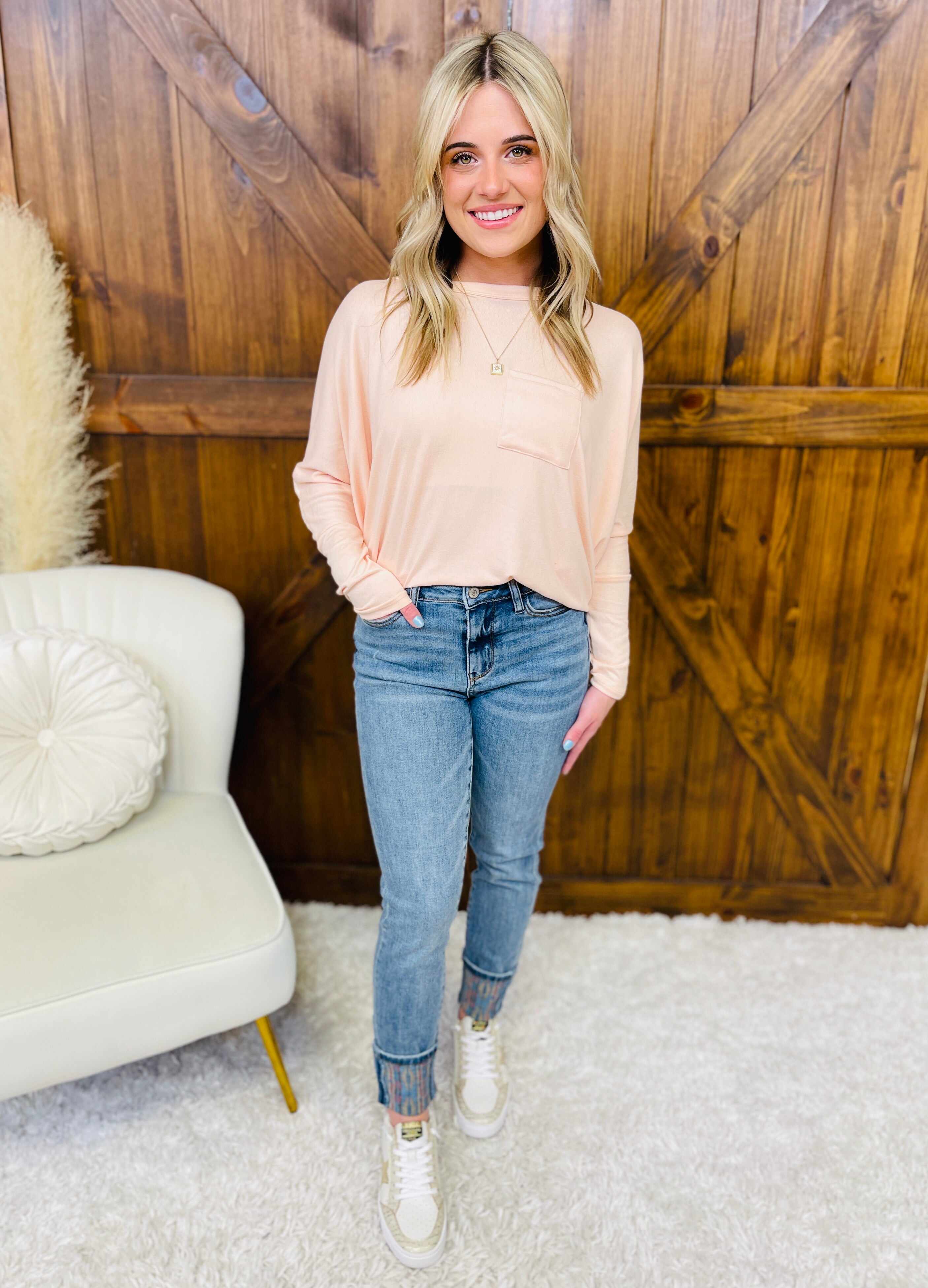 Plus/Reg Not My First Rodeo Print Cuff Jean