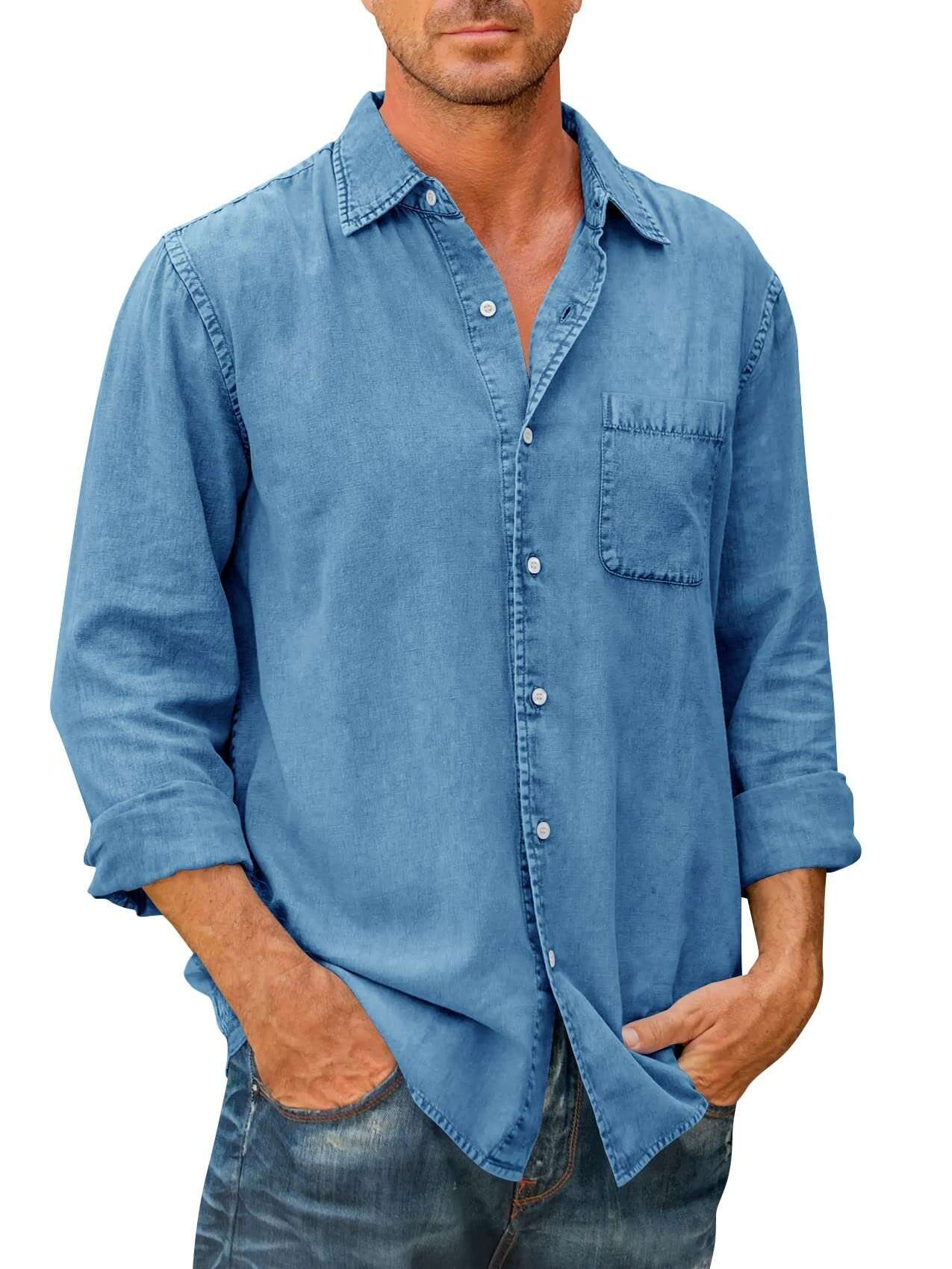 🔥Men's Long Sleeve Button Down Shirt
