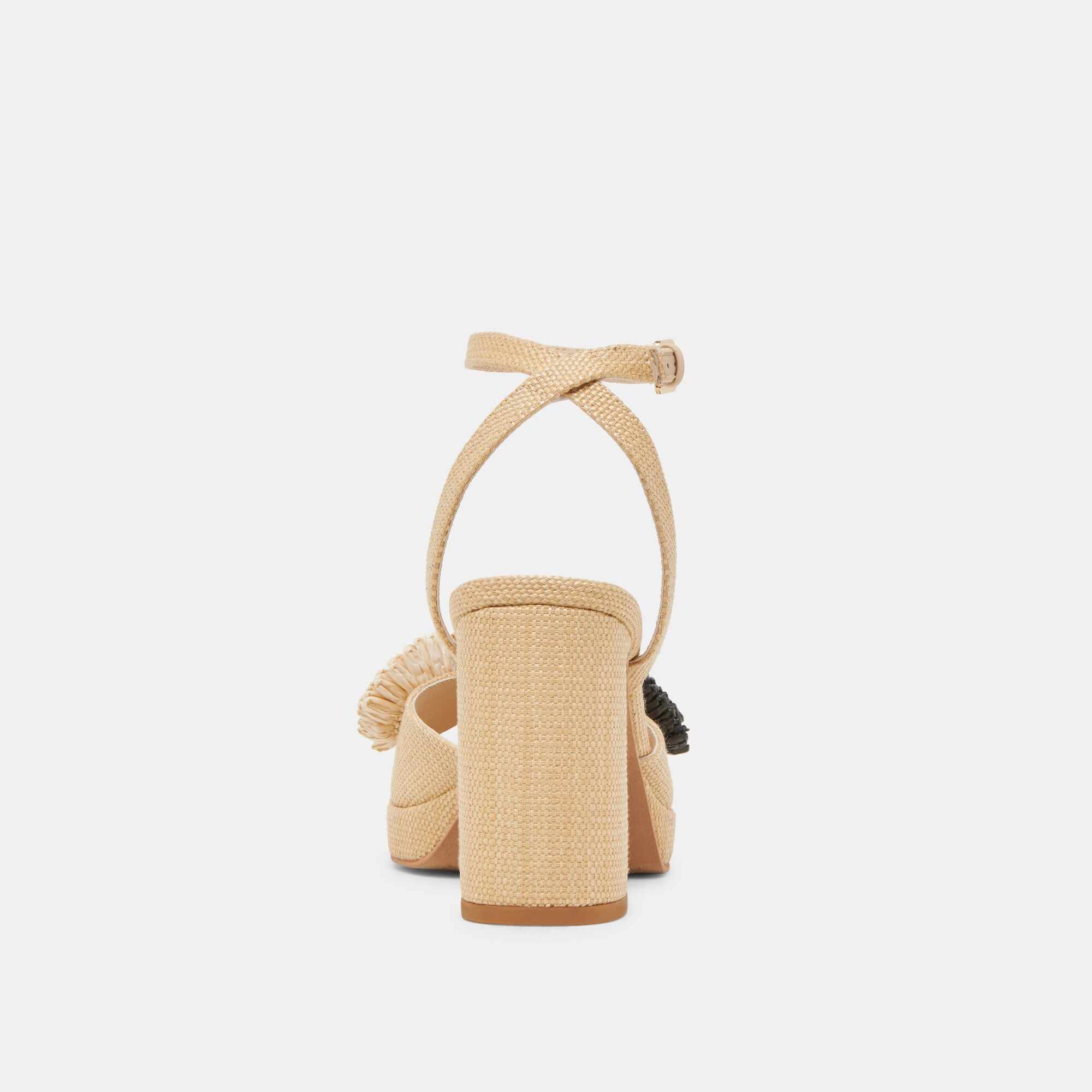 OLIVEA HEELS BLACK NATURAL RAFFIA