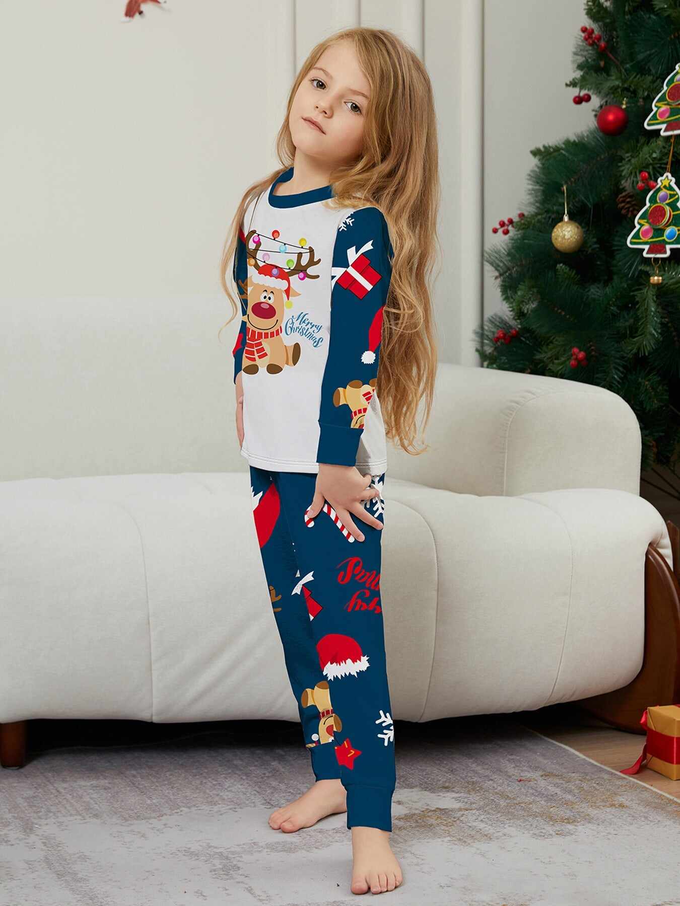 Christmas Fawn Printed Family Matching Christmas Pajamas Sets