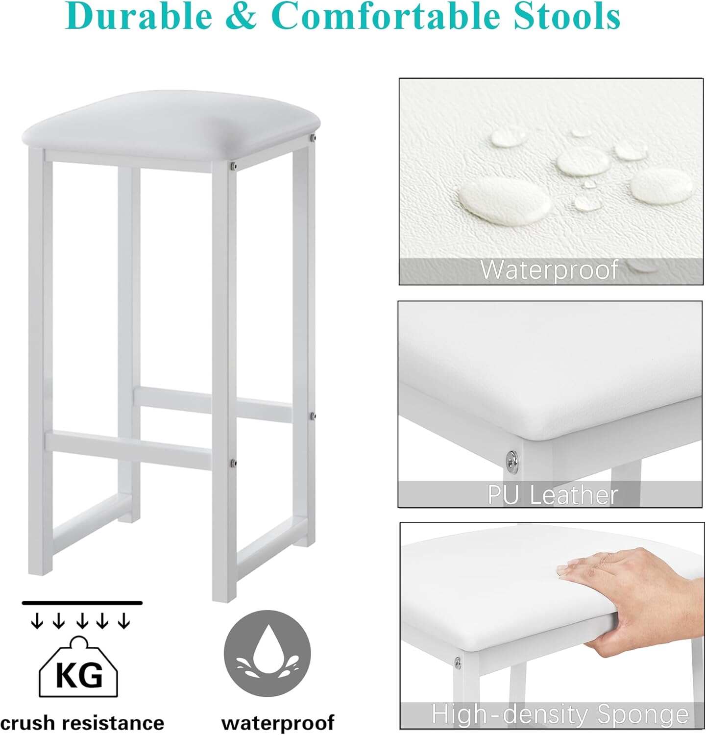 VECELO Small Bar Table and Chairs Set for 2