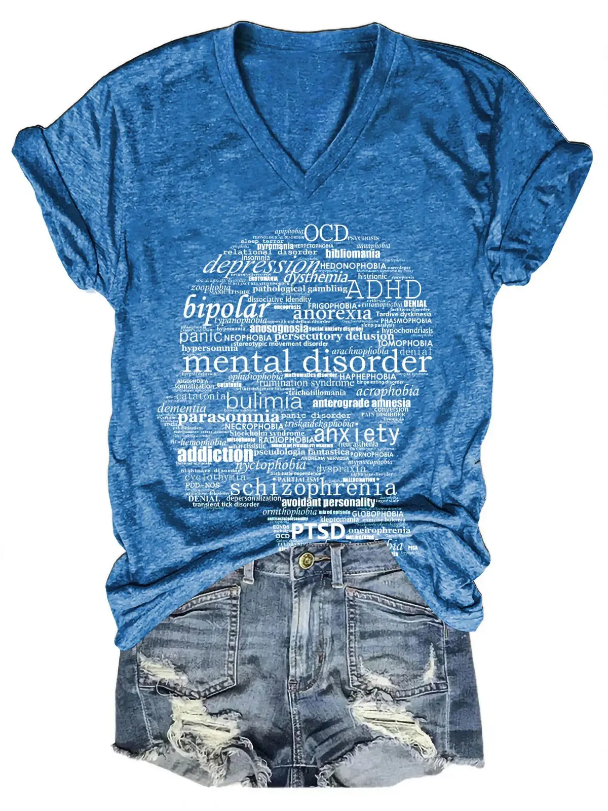 Mental Health Words Art Casual T-shirt
